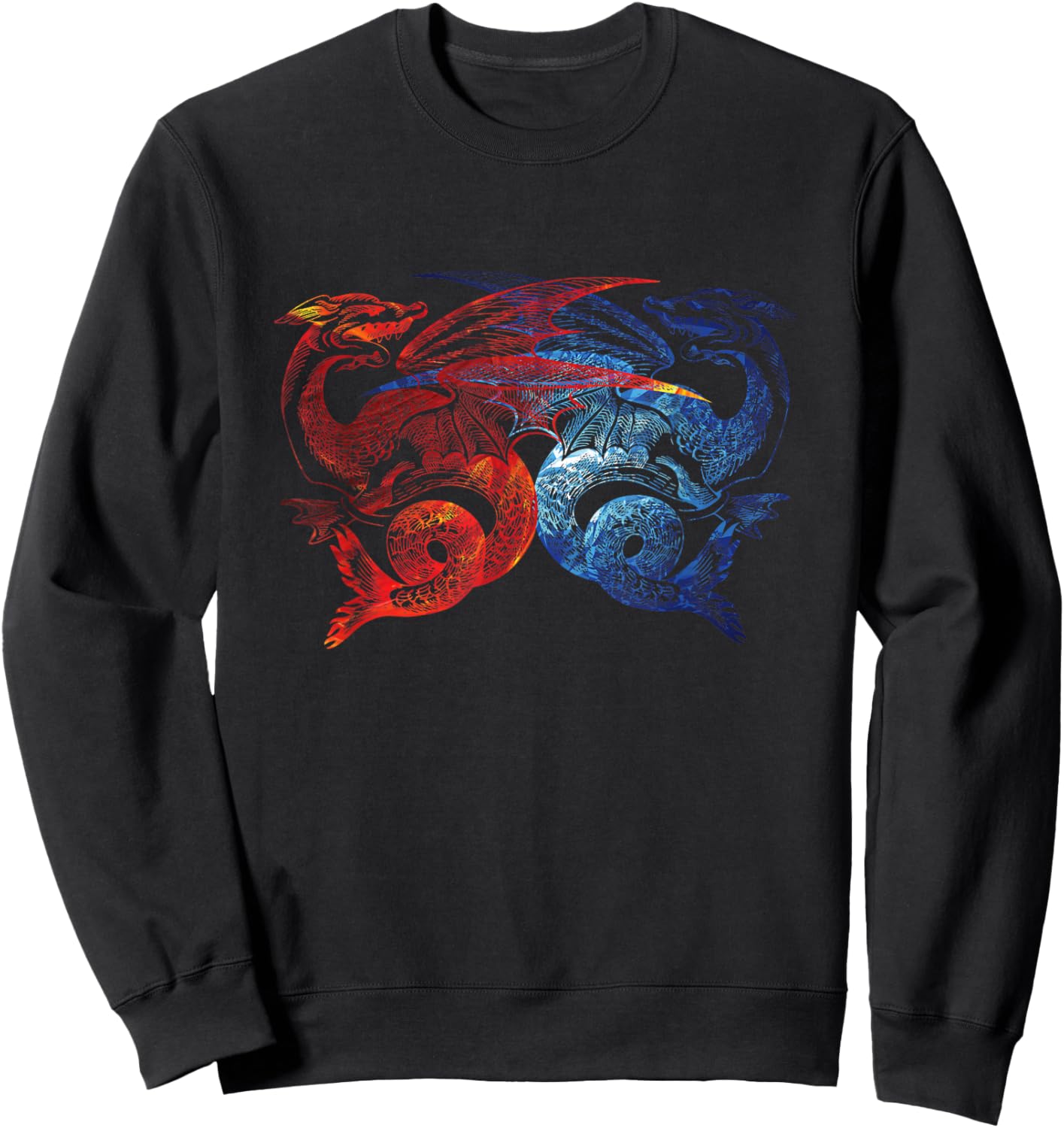 Red & Blue Dragon Fighting Gift Fun Sweatshirt - Sweatshirt | Black
