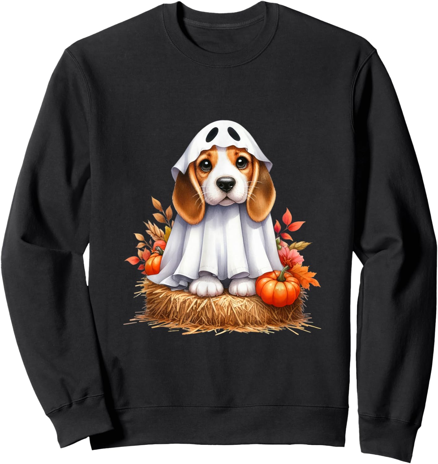 Cute Halloween Beagle dog as ghost dog owner dogs Men Women Kids Sweatshirt - Sweatshirt | Black