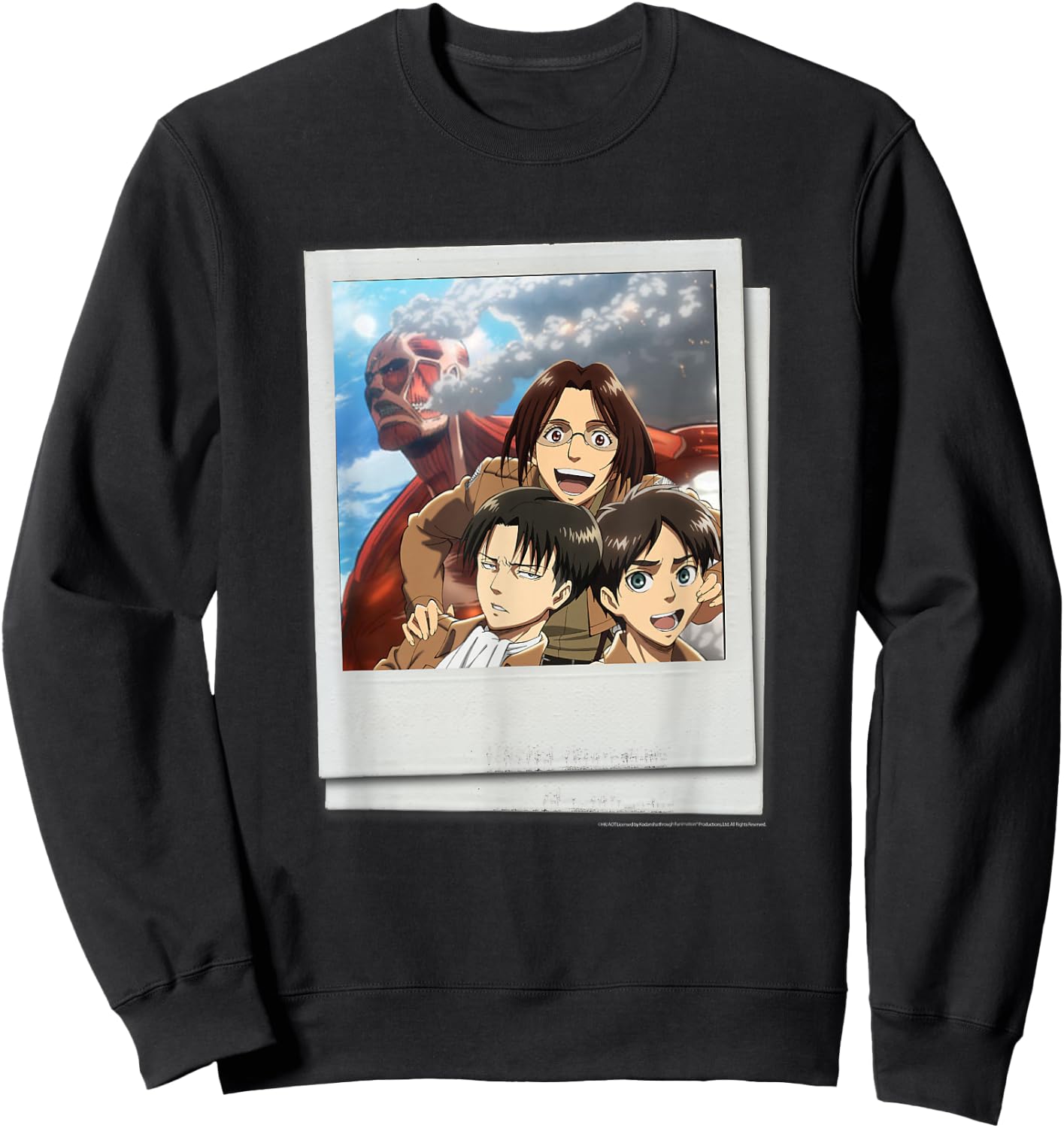 Attack on Titan See The Walls! Tourist Polaroid Photo Anime Sweatshirt - Sweatshirt | Black