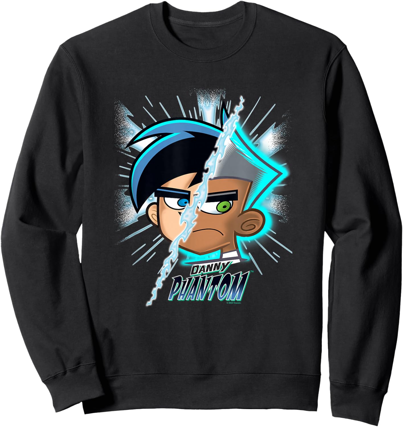 Danny Phantom Split Face Going Ghost Transformation Sweatshirt - Sweatshirt | Black