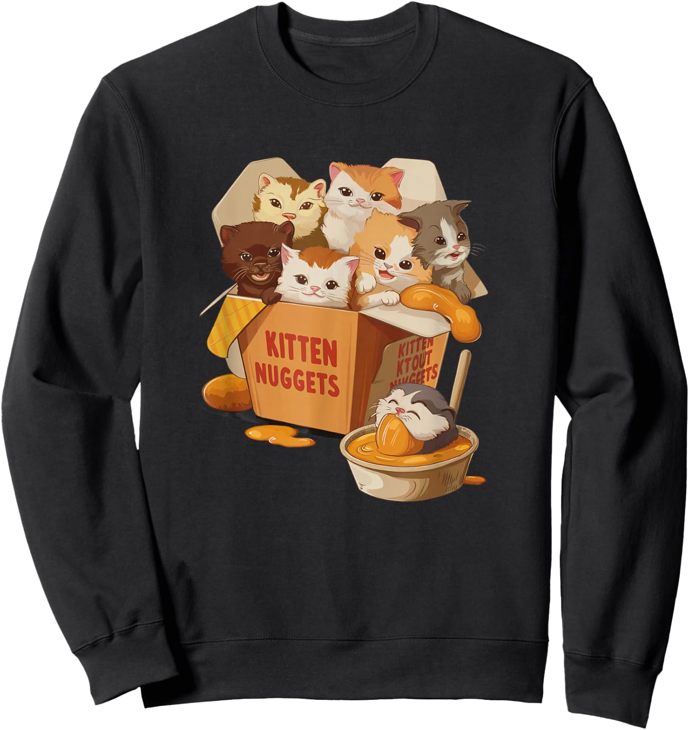Kitten Nuggets Funny Cat Lover Pun Sweatshirt - Sweatshirt | Black