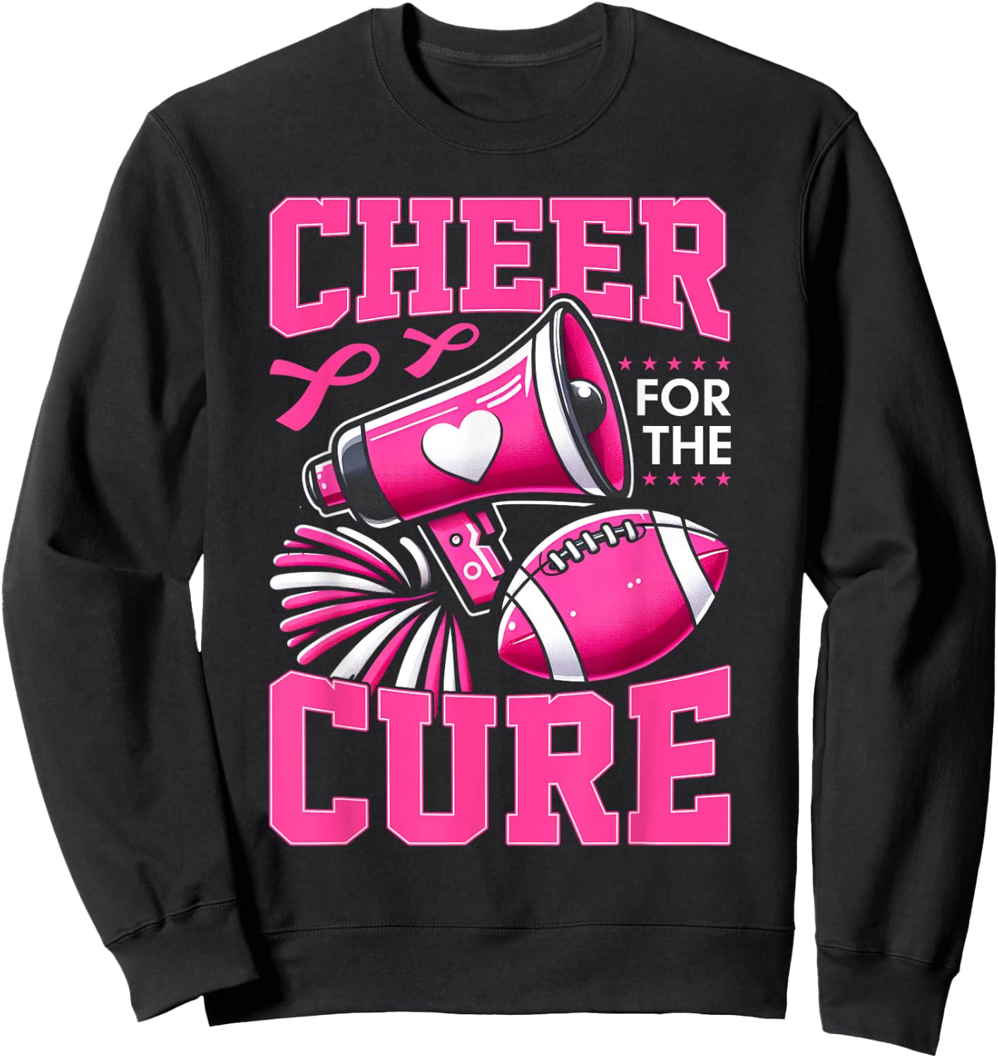 Cheer For The Cure Breast Cancer Awareness Cheerleader Funny Sweatshirt - Sweatshirt | Black