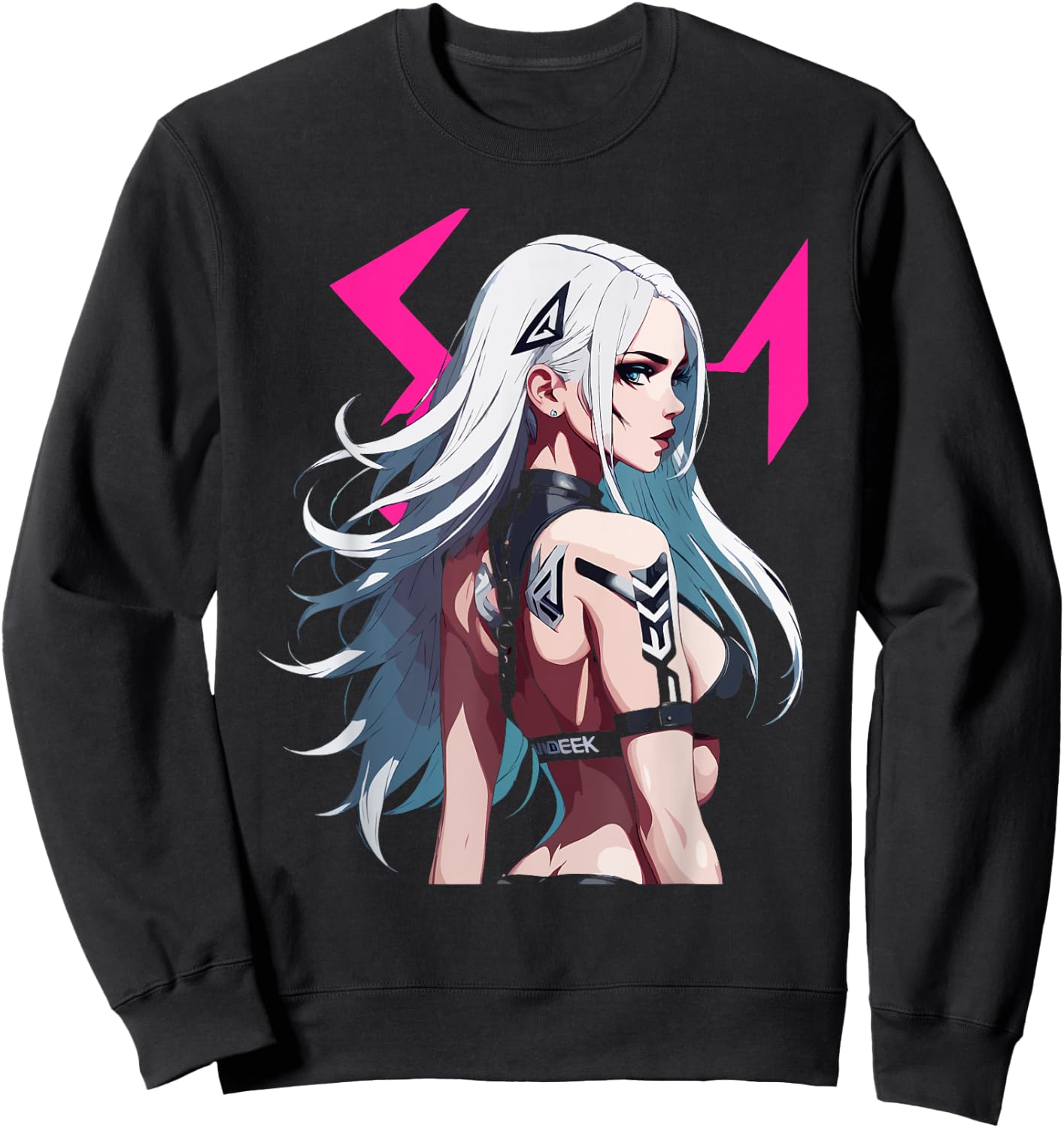 Sexy Waifu Otaku Anime Cyberpunk Girl Japanese Sweatshirt - Sweatshirt | Black