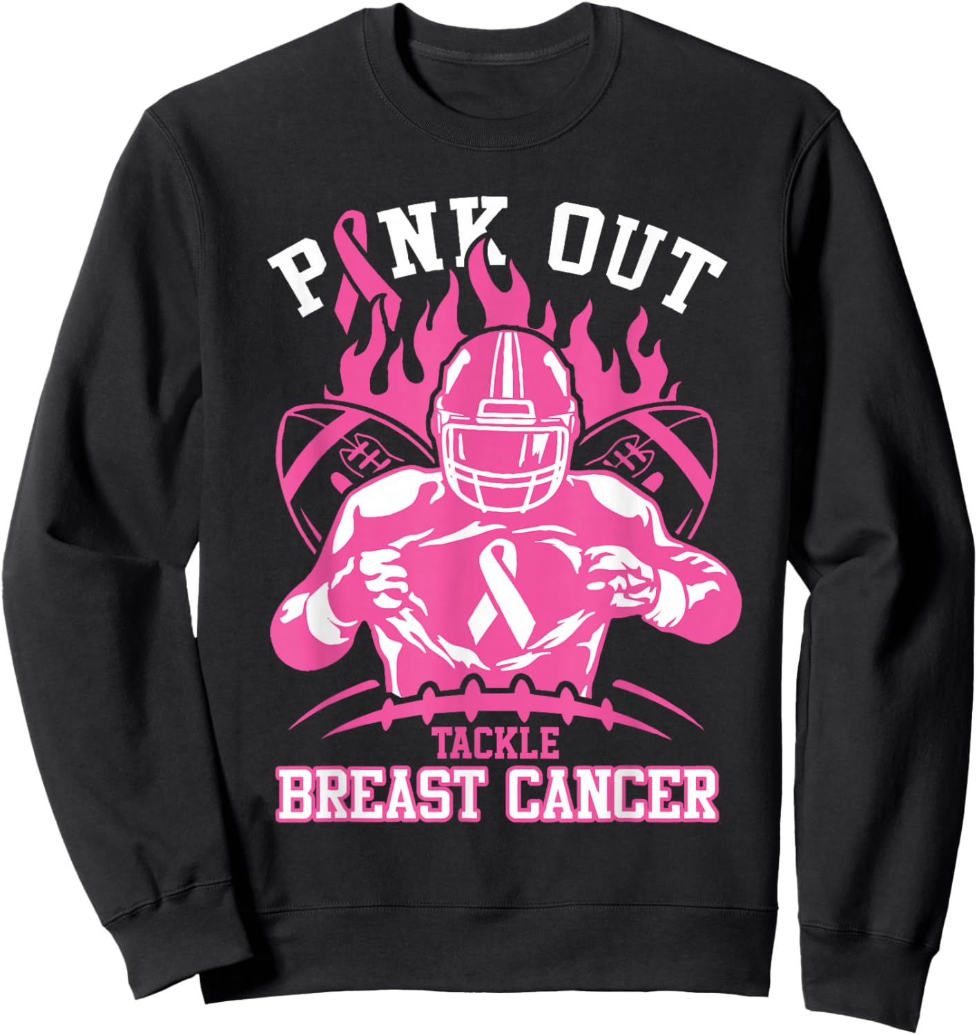 Pink Out Tackle Breast Cancer Awareness American Football Sweatshirt - Sweatshirt | Black