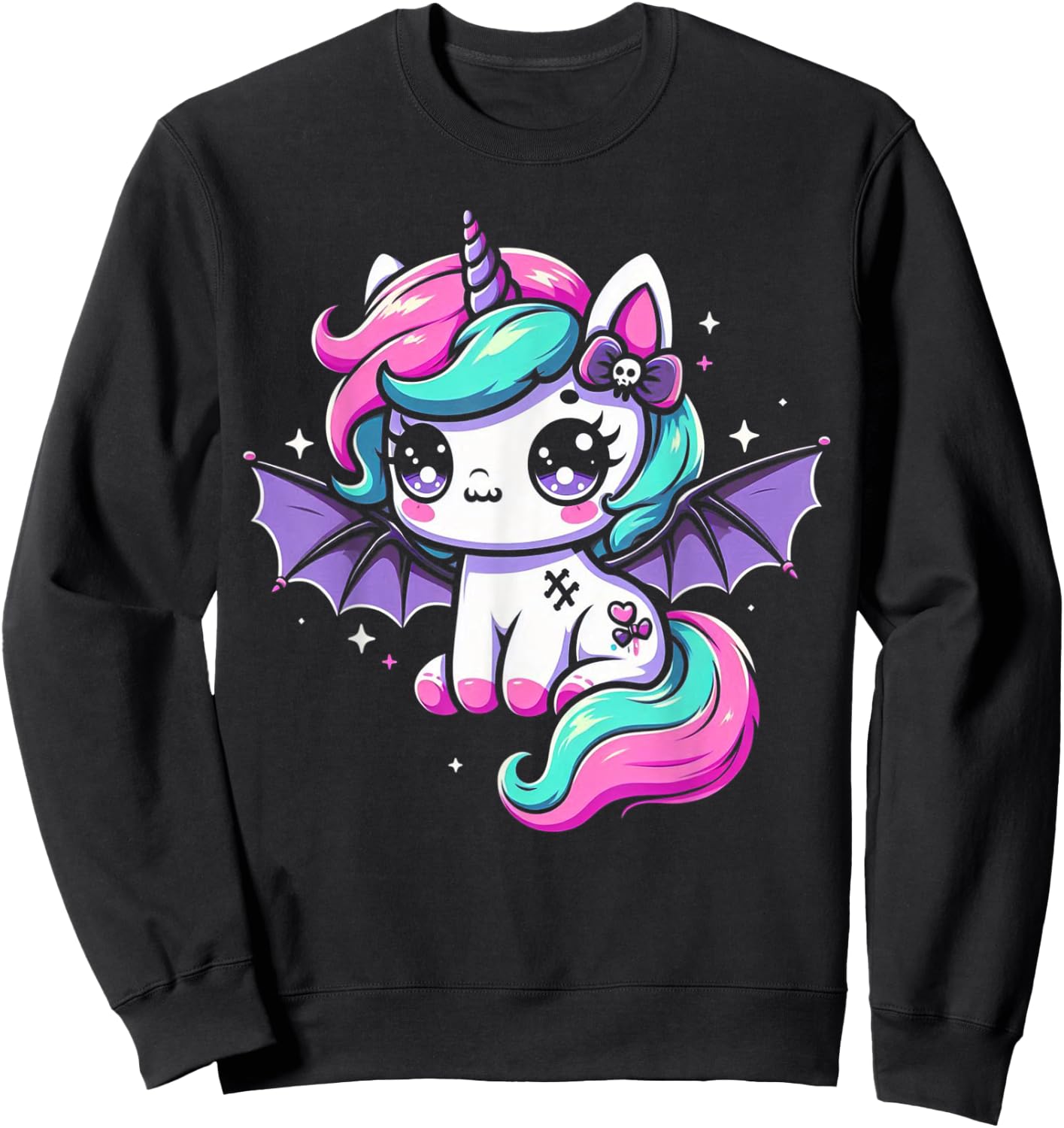 Pastel Goth Unicorn Kawaii Creepy Cute Aesthetic Art Sweatshirt - Sweatshirt | Black