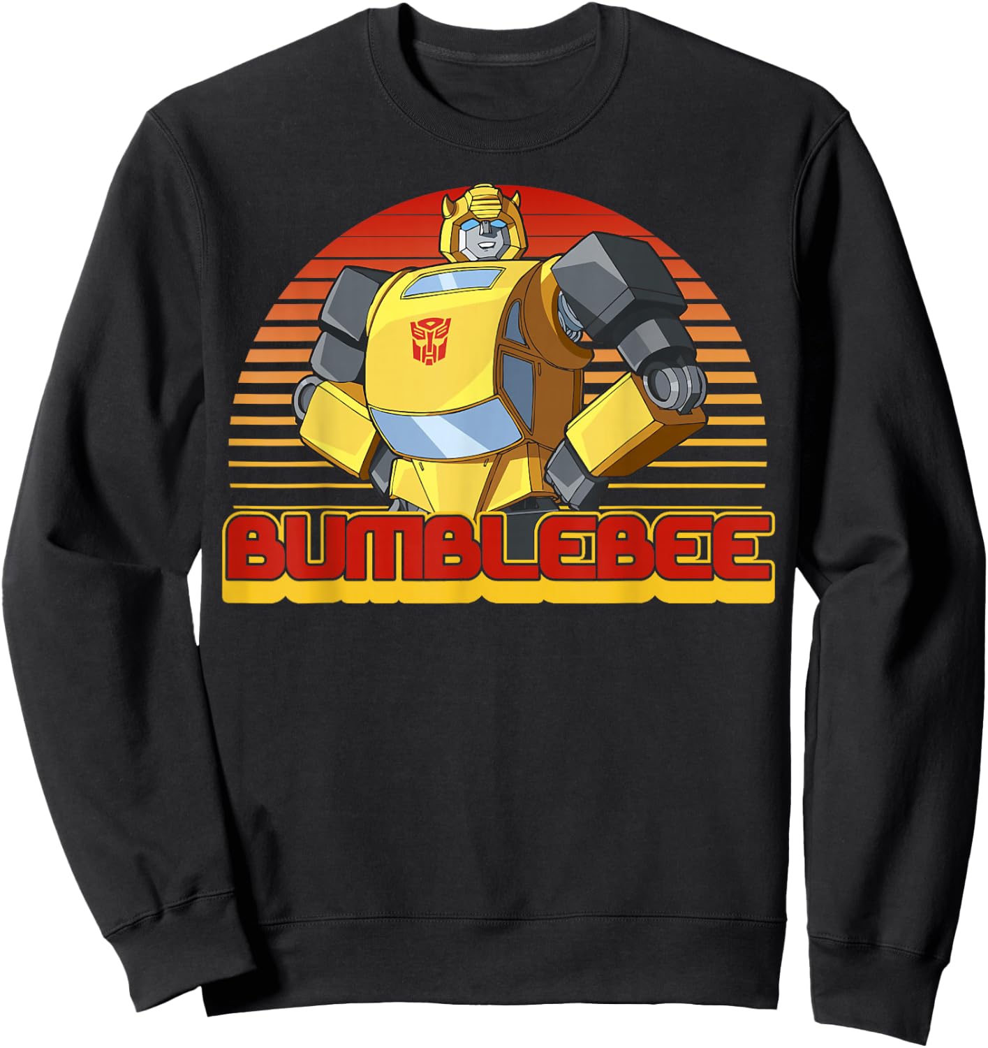 Transformers Bumblebee Retro Stripes Vintage Portrait Small Sweatshirt - Sweatshirt | Black