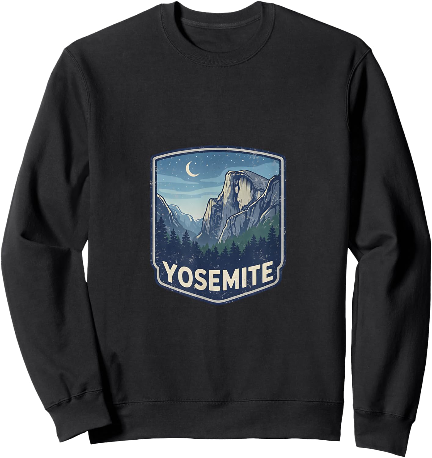 Yosemite National Park Vintage Mountain Camping Nature Sweatshirt - Sweatshirt | Black