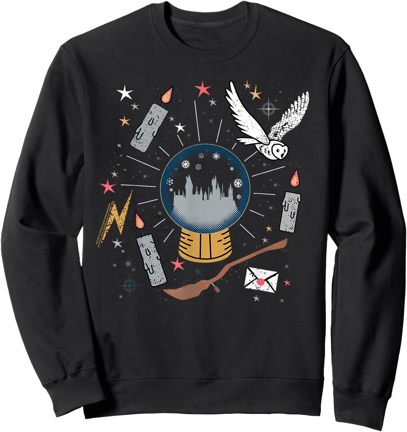 Harry Potter Hogwarts Holiday Snowglobe Hedwig Christmas Sweatshirt - Sweatshirt | Black