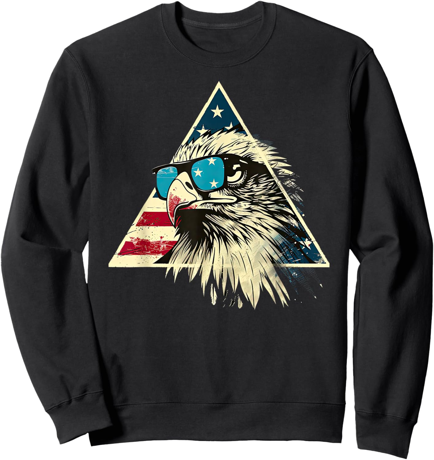 American Bald Eagle, American Flag, Cool Sweatshirt - Sweatshirt | Black