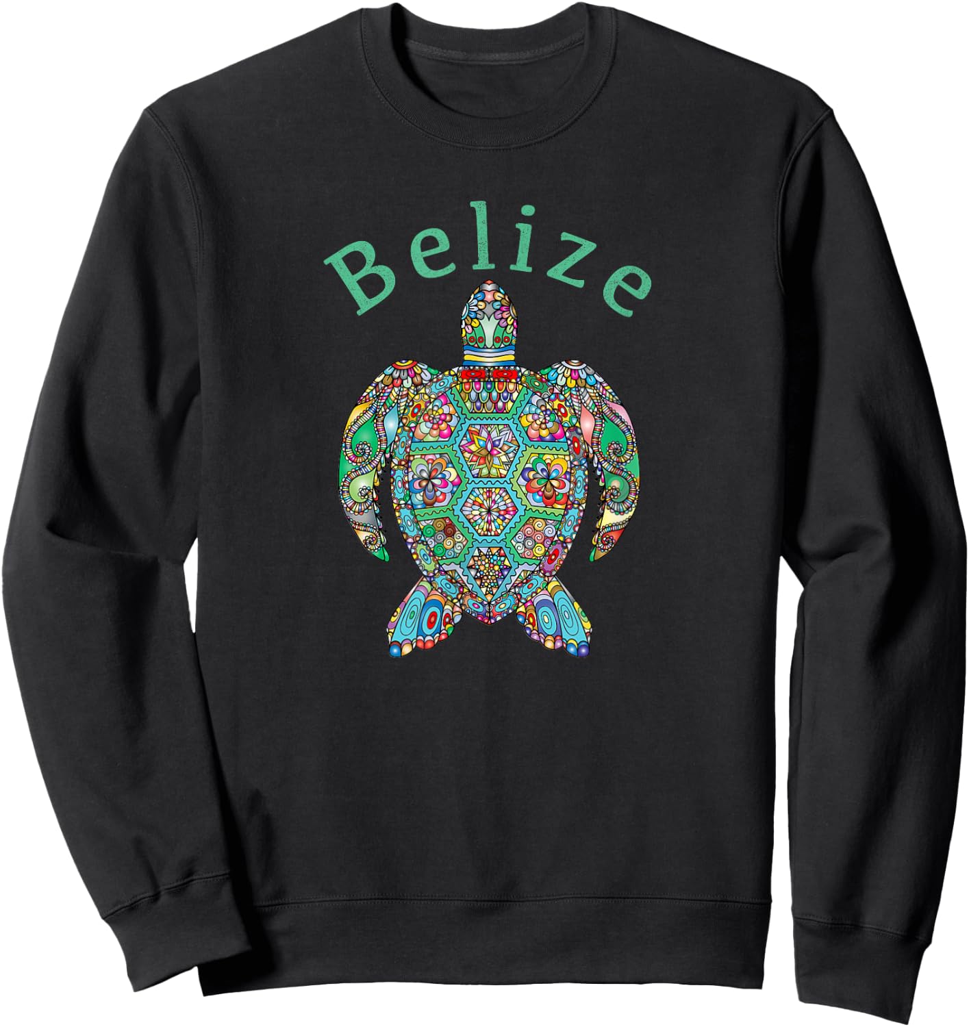 Belize Tribal Turtle Gift Sweatshirt - Sweatshirt | Black