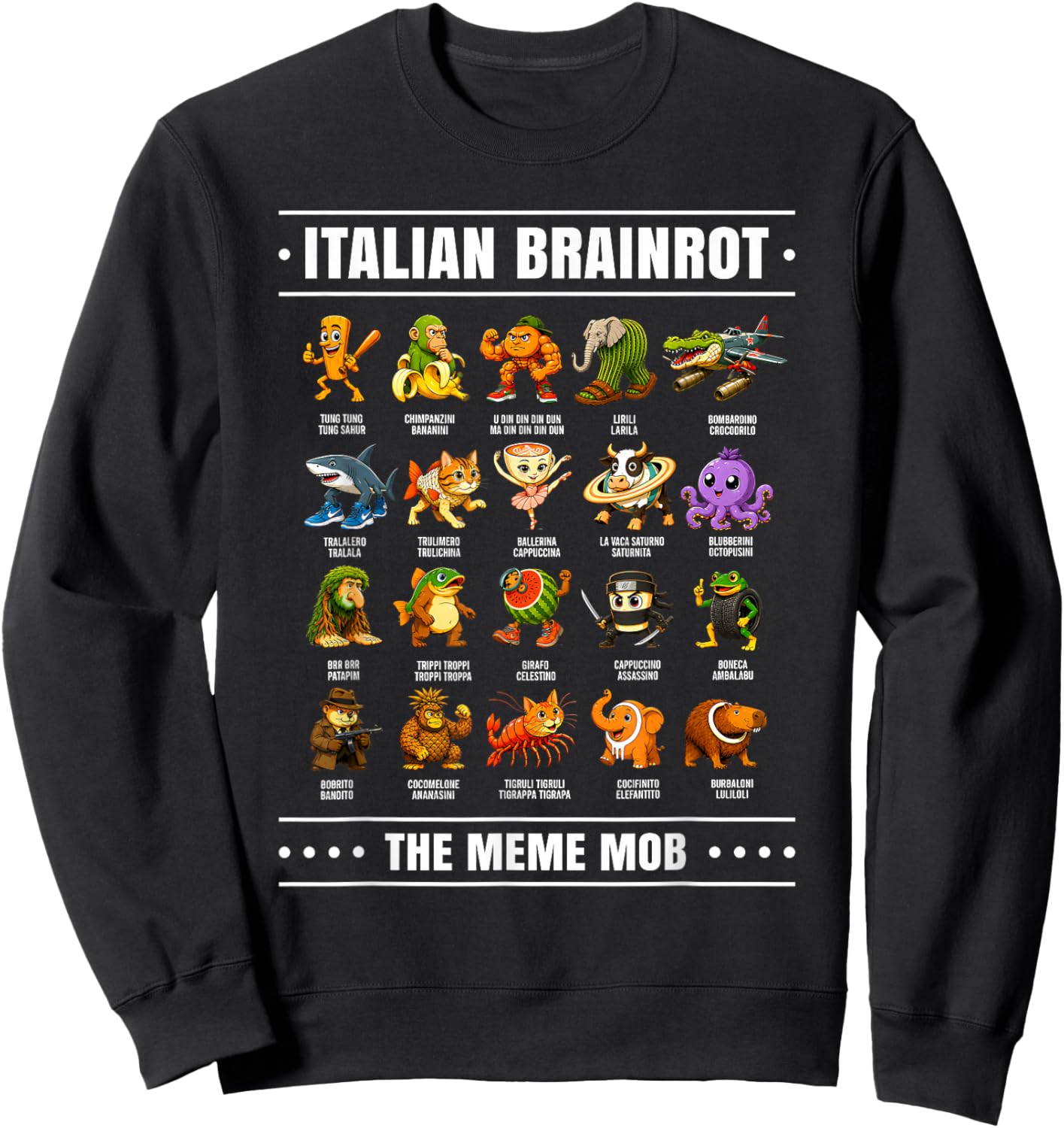 Funny Italian Brainrot Shirt Italian Brainrot Kids Brainrot Sweatshirt - Sweatshirt | Black