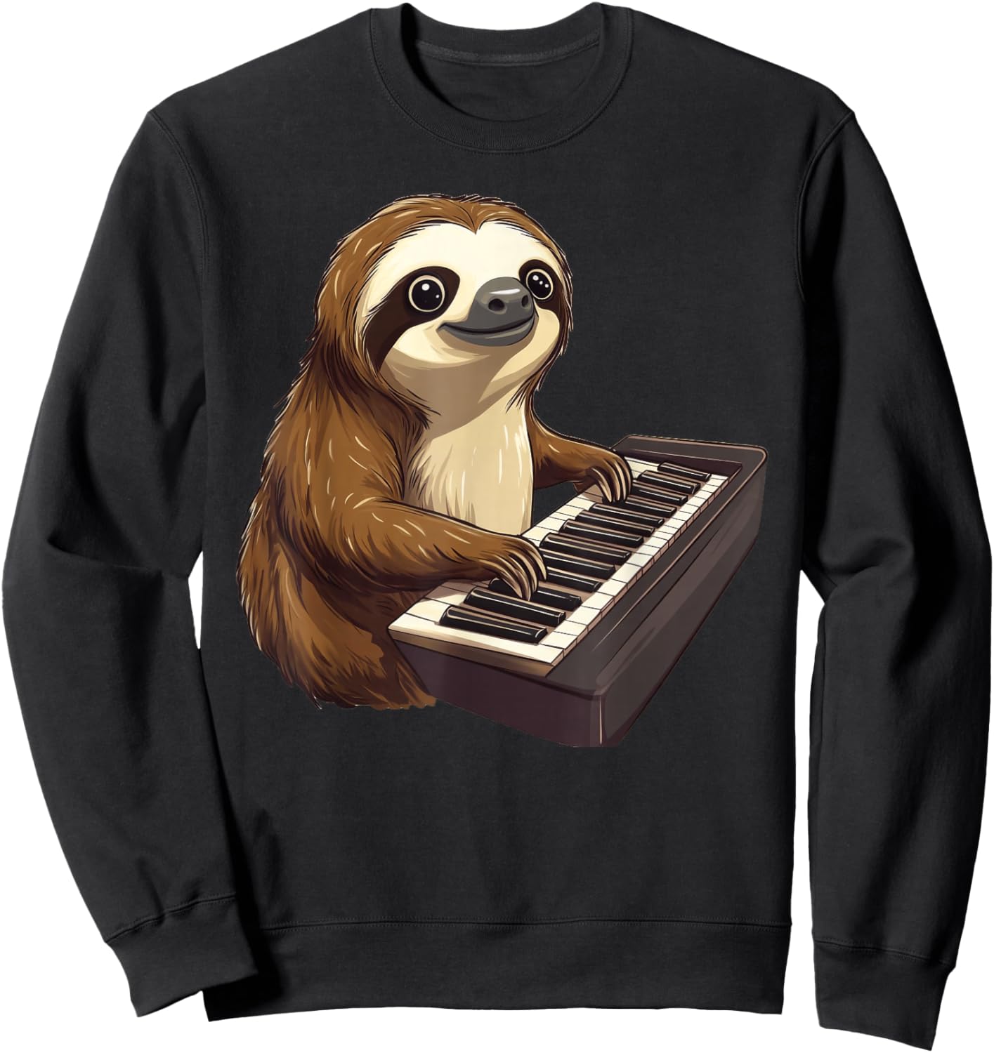 Cute Sloth Playing Piano Sloths Musician Music Sweatshirt - Sweatshirt | Black