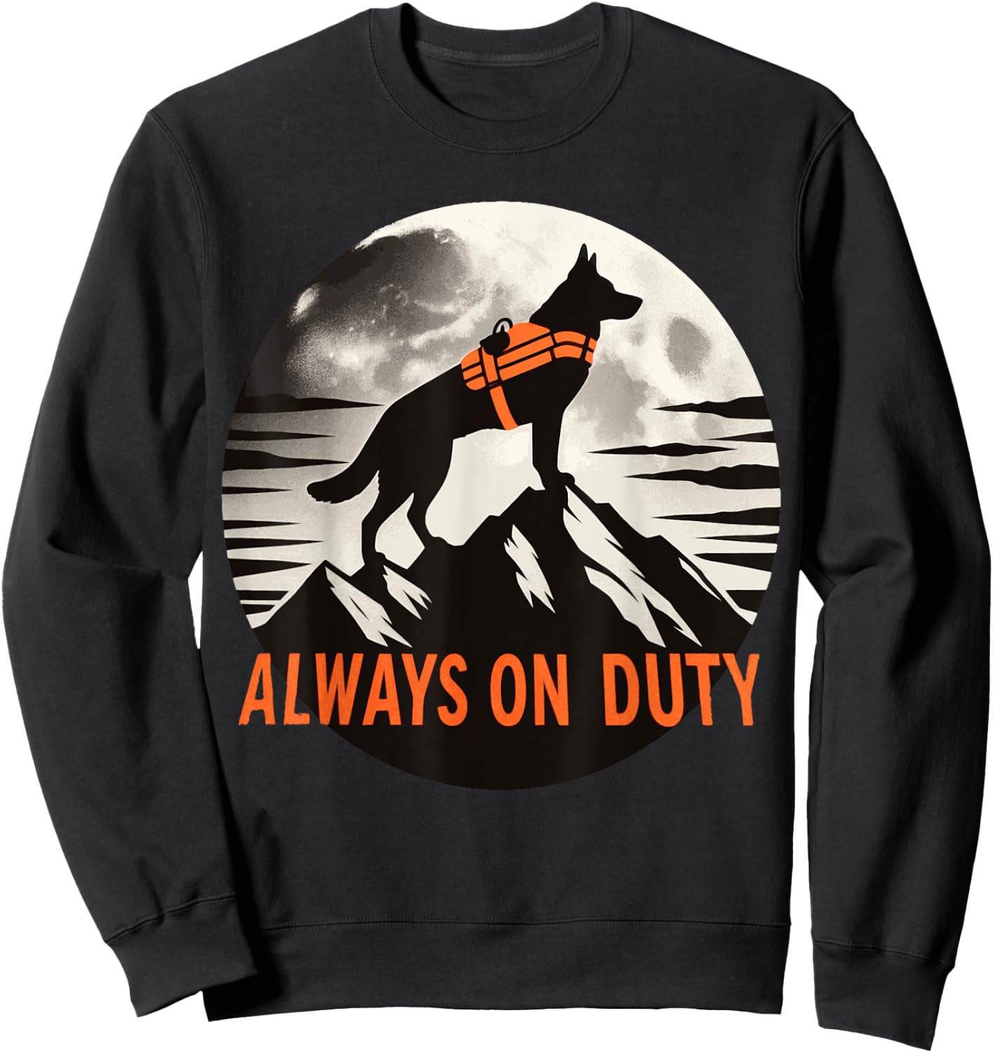 Search and Rescue Dog Silhouette Always on Duty Mountain Women Kids Sweatshirt - Sweatshirt | Black
