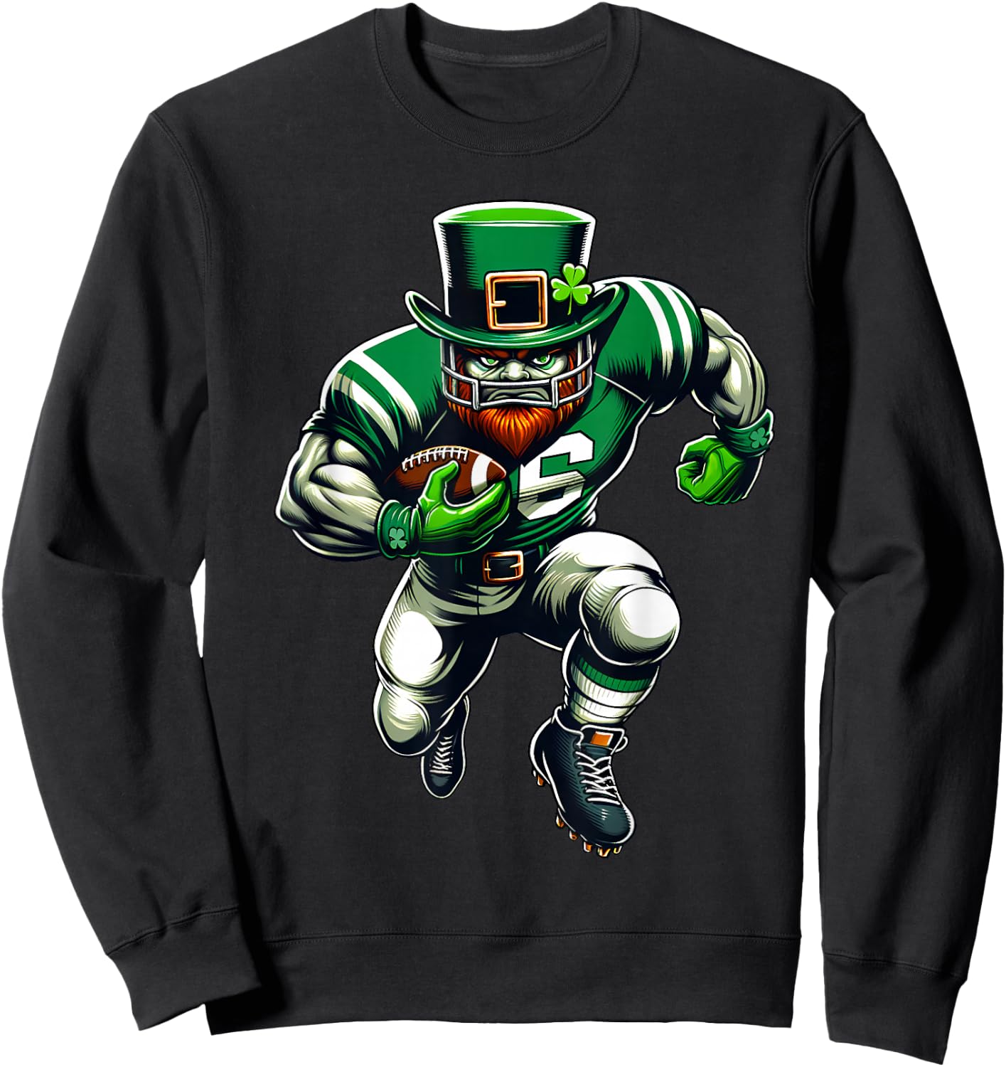 St Patrick's Day Leprechaun Football Player Irish Sweatshirt - Sweatshirt | Black