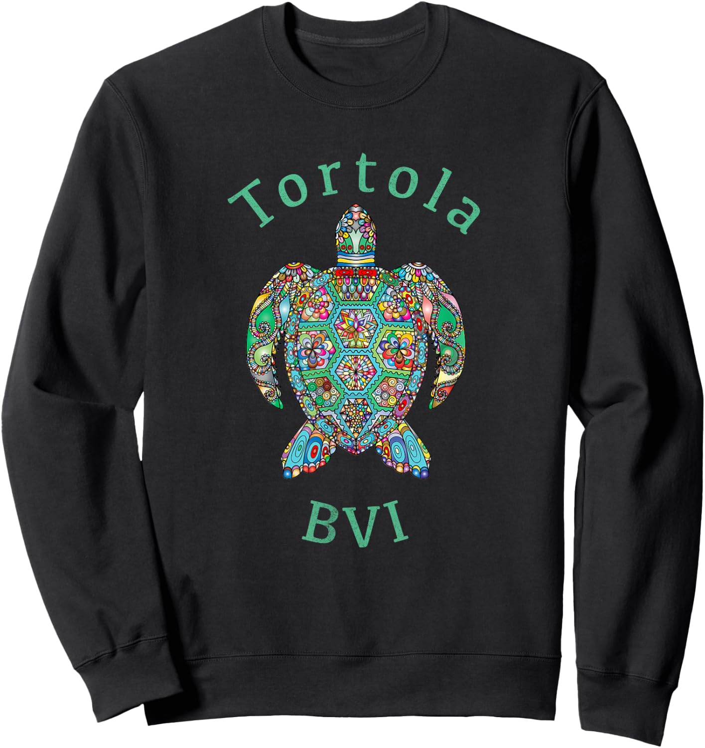 Tortola, British Virgin Islands Tribal Turtle Gift Sweatshirt - Sweatshirt | Black