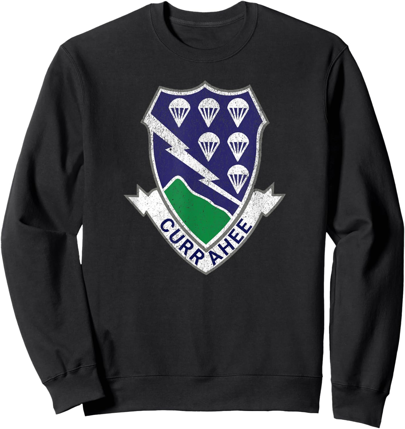 Patriotic Veteran Military Distressed 506th Infantry Veteran Sweatshirt - Sweatshirt | Black