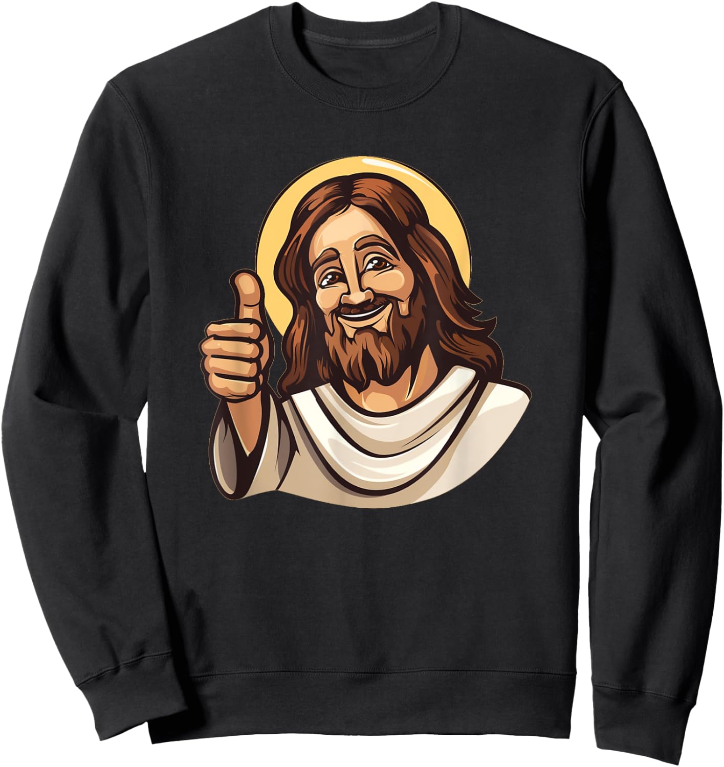 Smiling Jesus Christ with Thumb up Costume Sweatshirt - Sweatshirt | Black