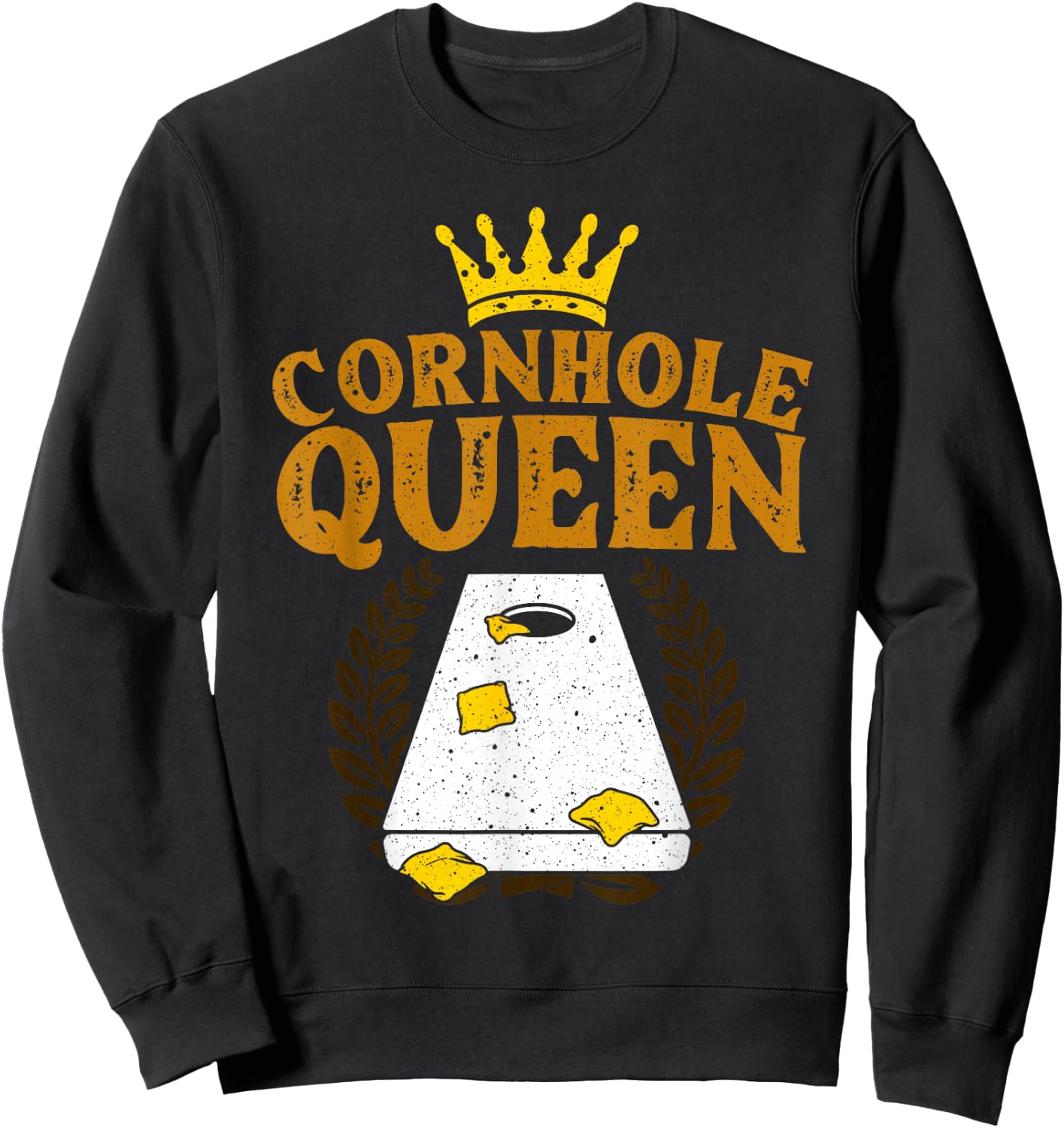 Funny Cornhole Queen Design Girls Cornhole Lover Sweatshirt - Sweatshirt | Black