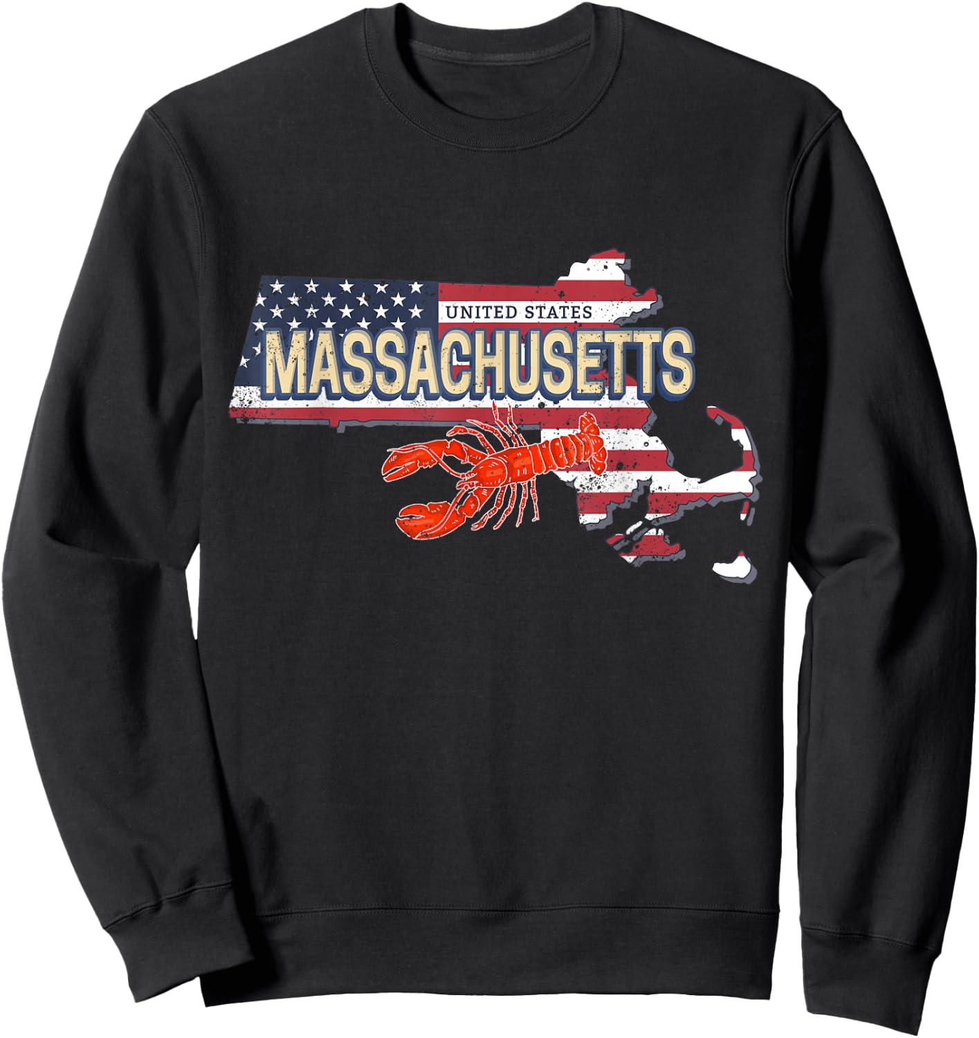 Massachusetts in United States with Map Vintage USA Souvenir Sweatshirt - Sweatshirt | Black