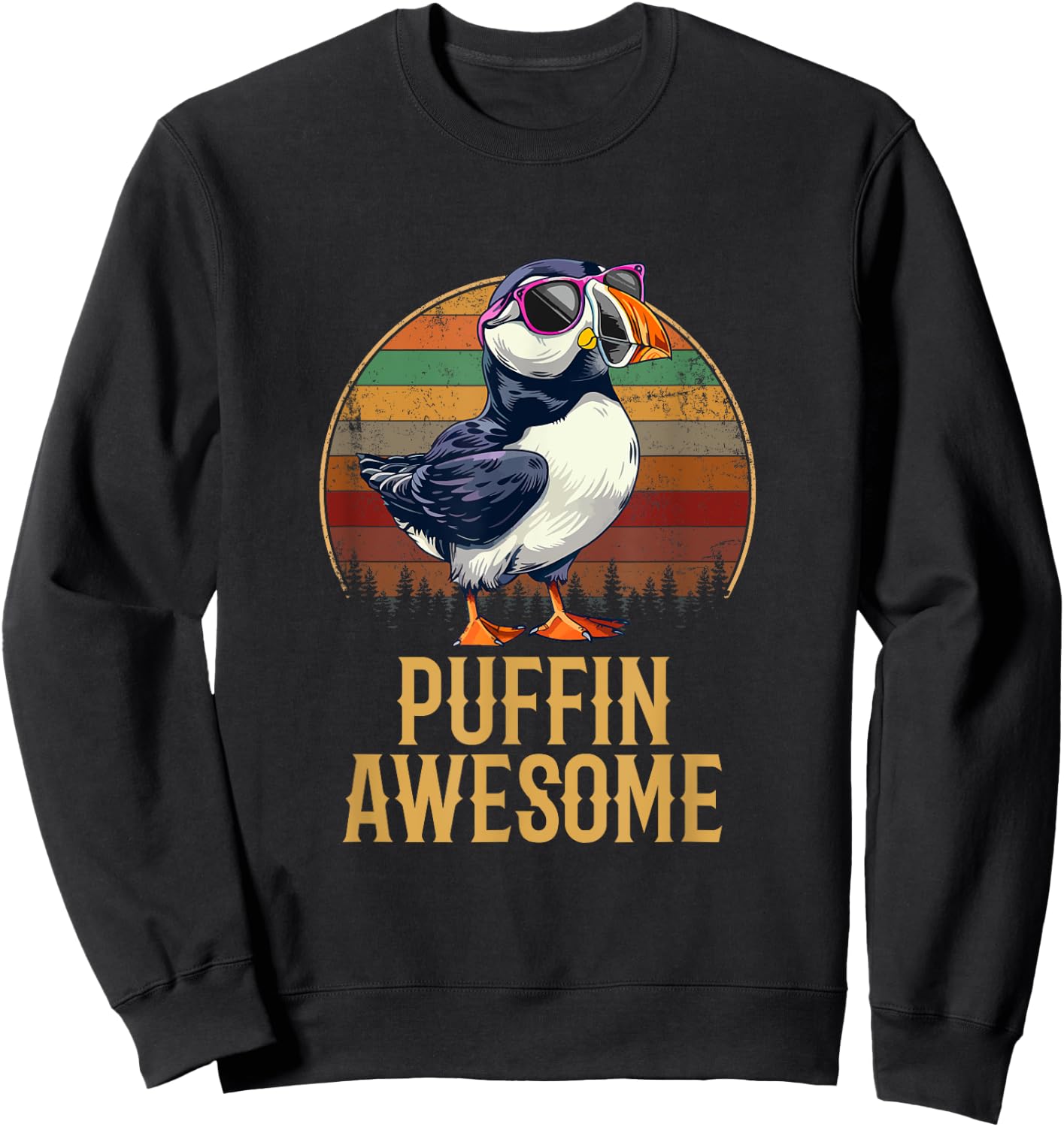 Puffin Awesome, Puffin Sweatshirt - Sweatshirt | Black
