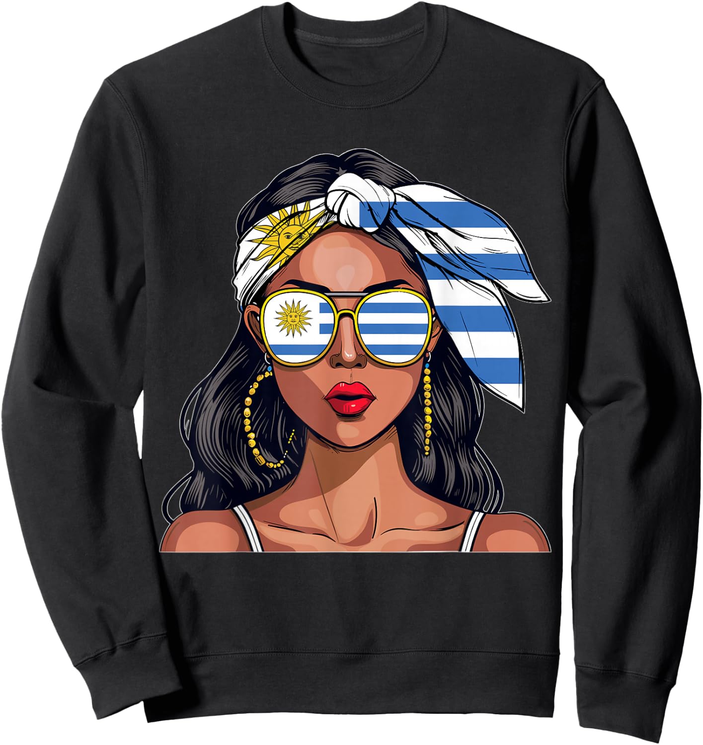 Uruguayan Souvenirs Products Woman Flag Uniform Uruguay Sweatshirt - Sweatshirt | Black