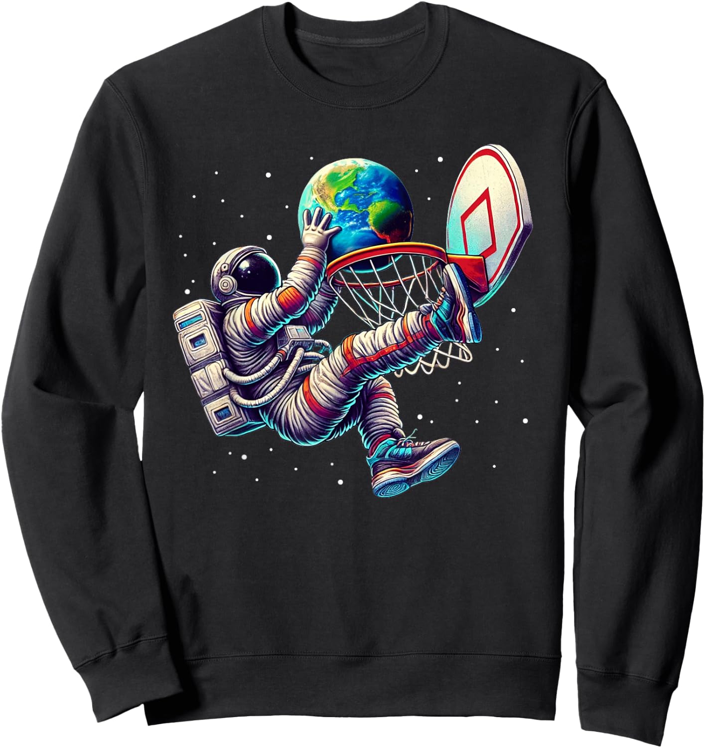 Astronaut Basketball Men Women Kids Outer Space Sweatshirt - Sweatshirt | Black