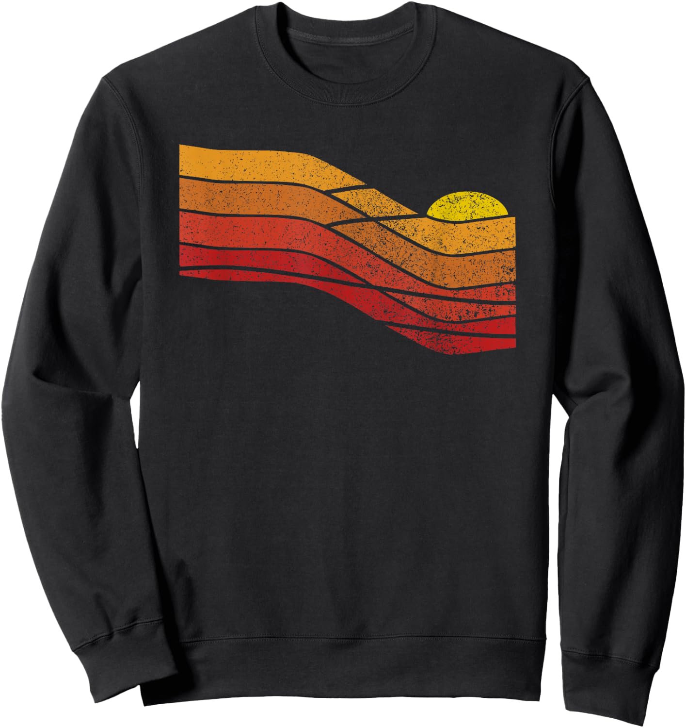 Retro Vintage 70s Retro Sunset Sweatshirt - Sweatshirt | Black