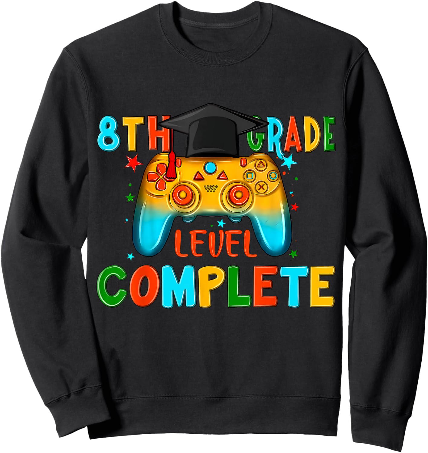 8th Grade Gamer Graduate Game Over Teacher Graduation 2024 Women Kids Sweatshirt - Sweatshirt | Black