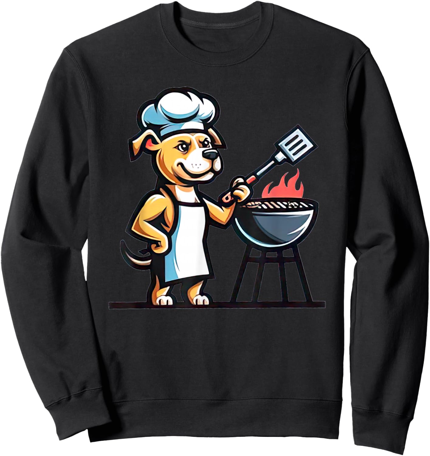 Pitbull Dog Doing Barbecue Dog Lover Funny Grill Master Sweatshirt - Sweatshirt | Black