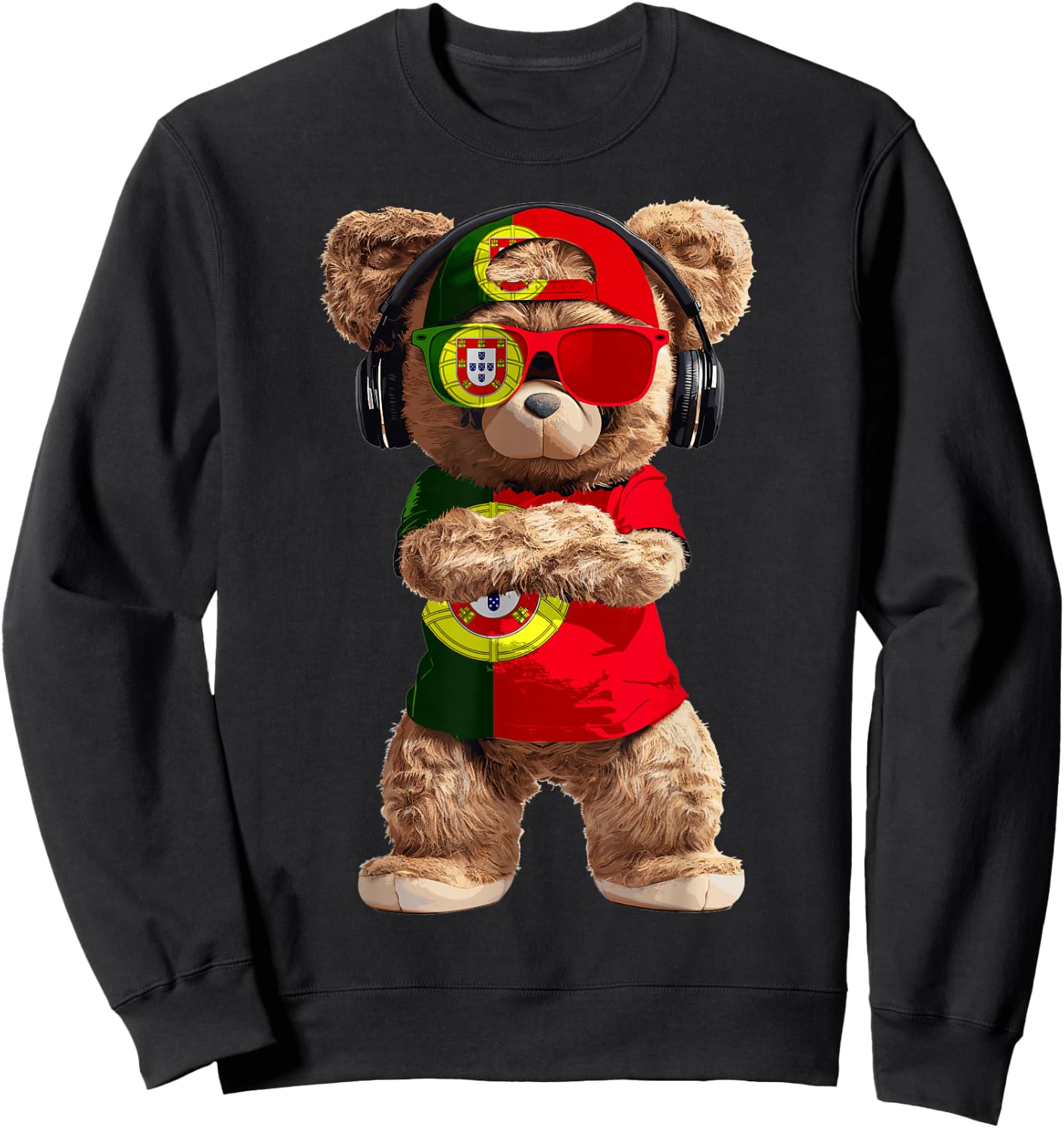 Portugal Flag Souvenirs Bear Outfit Products Portuguese Sweatshirt - Sweatshirt | Black