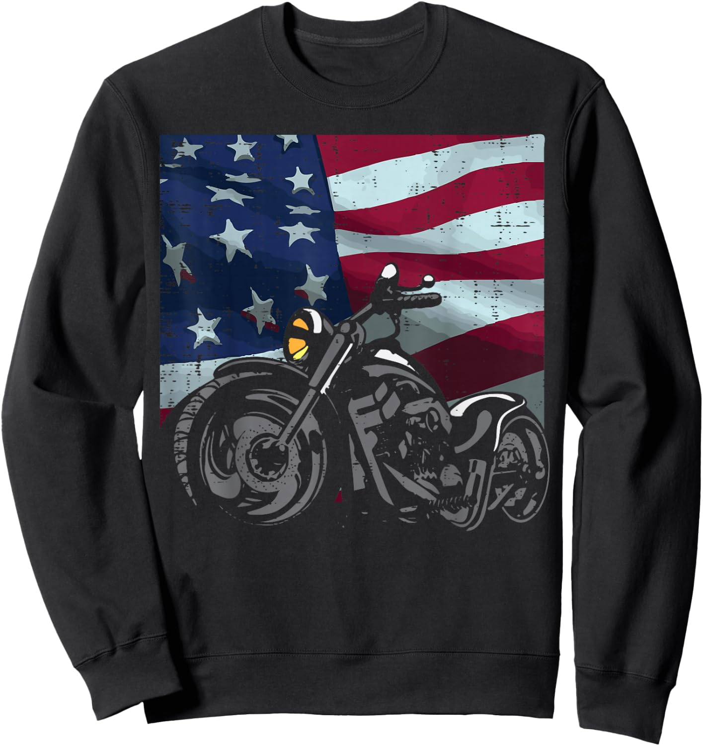 Motorcycle US Flag Biker Motorbike Patriotic Men Women Kids Sweatshirt - Sweatshirt | Black