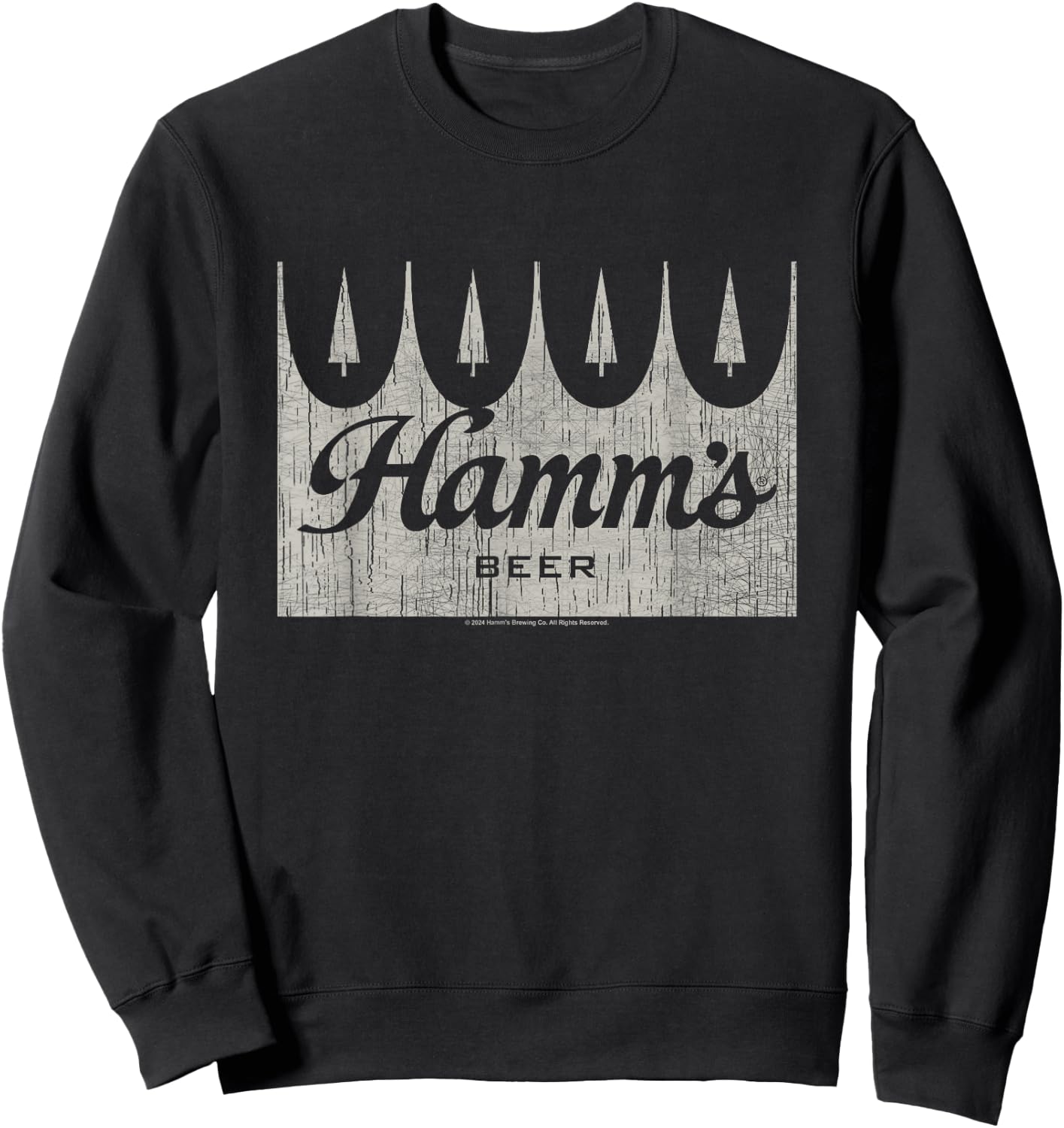 Hamm's Distressed Wooden Sign Beer Badge Sweatshirt - Sweatshirt | Black