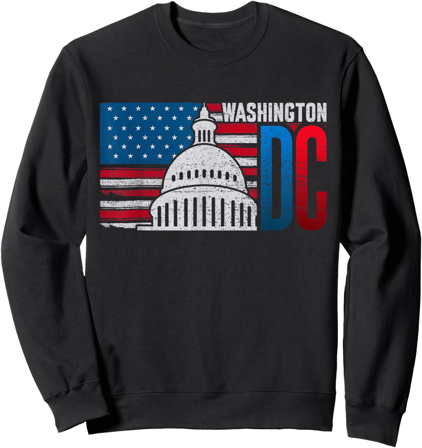 Washington DC Capitol Hill American Flag USA Pride Souvenir Sweatshirt - Sweatshirt | Black