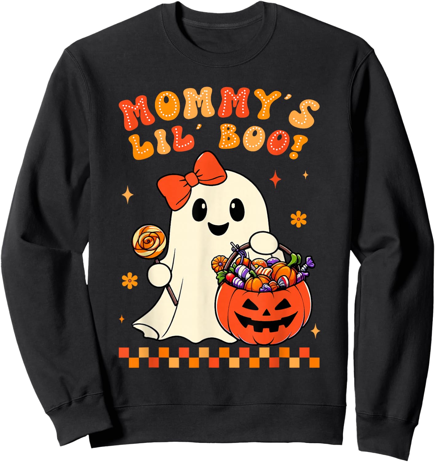 Groovy Halloween Ghost Mommys Lil Boo Girls Kids Toddler Sweatshirt - Sweatshirt | Black