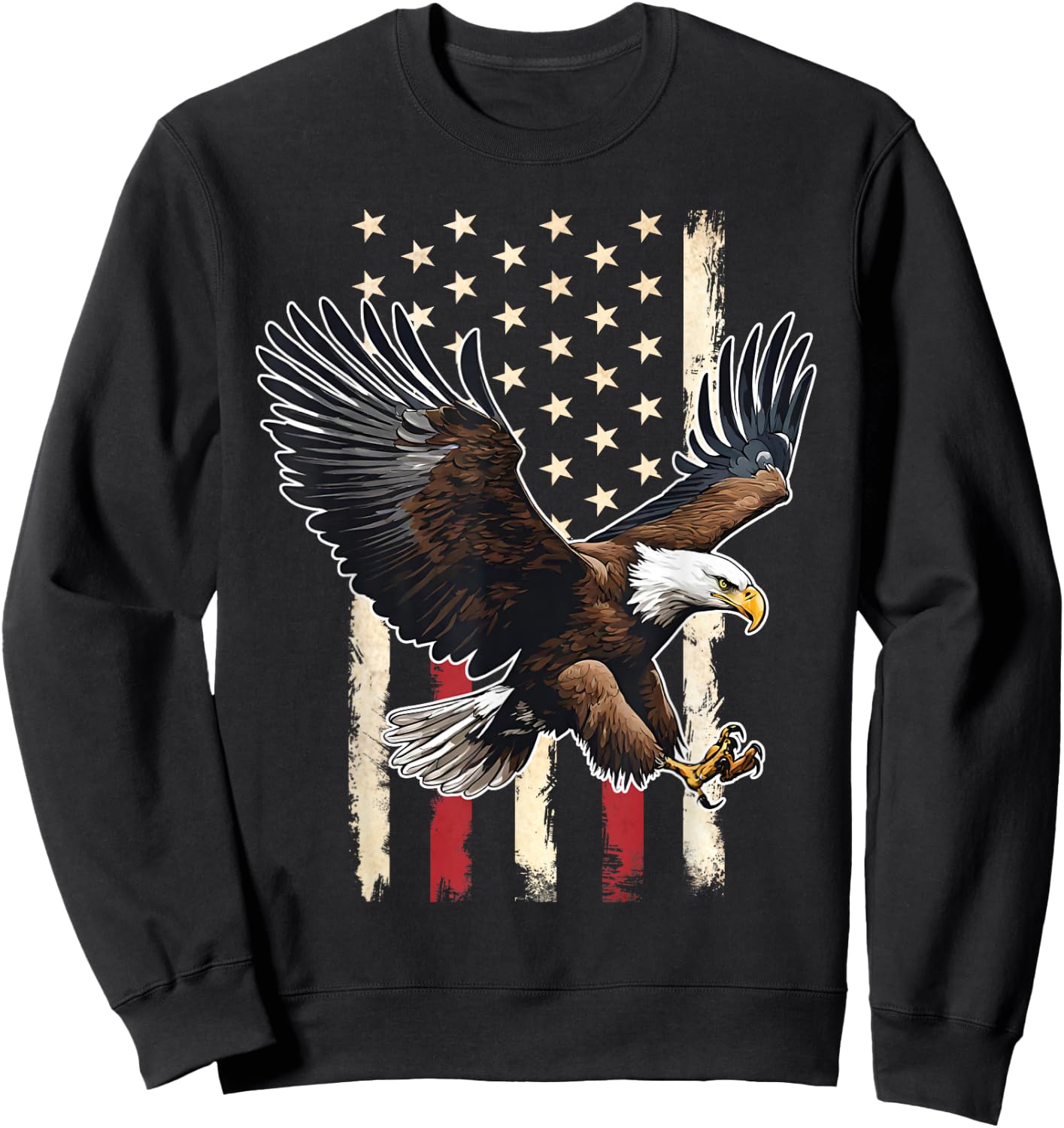 Vintage Bald Eagle American flag 4th Of July Boys Patriotic Sweatshirt - Sweatshirt | Black