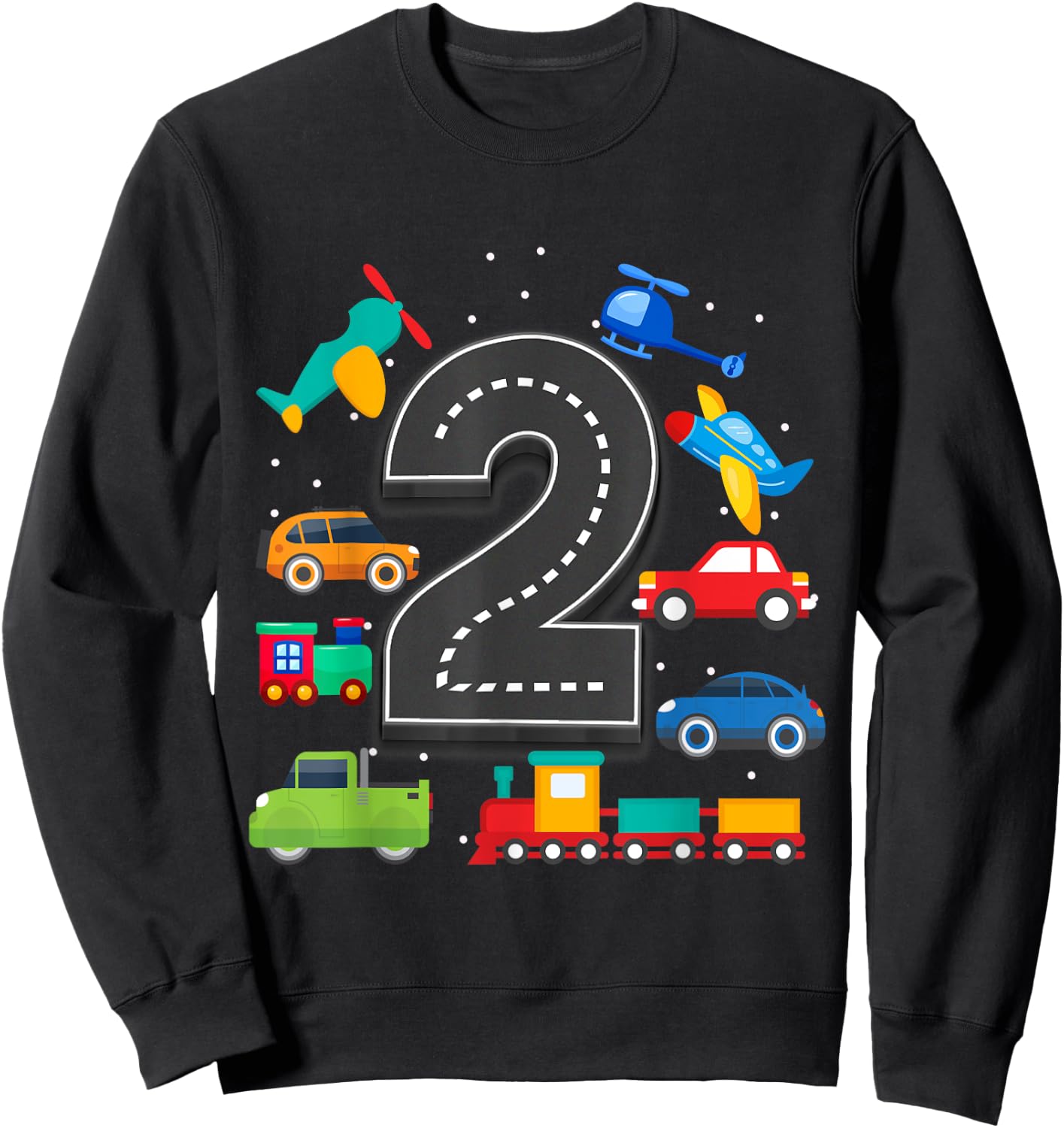 2 Year Old Transportation Birthday Boy 2nd Toddler Truck Car Sweatshirt - Sweatshirt | Black