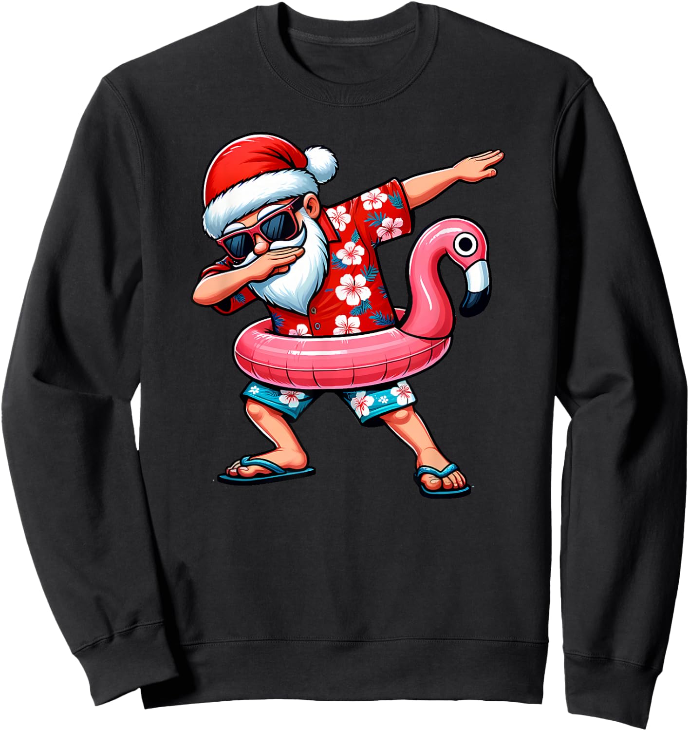 Dabbing Santa Christmas in July Hawaiian Xmas Dab Boys Men Sweatshirt - Sweatshirt | Black
