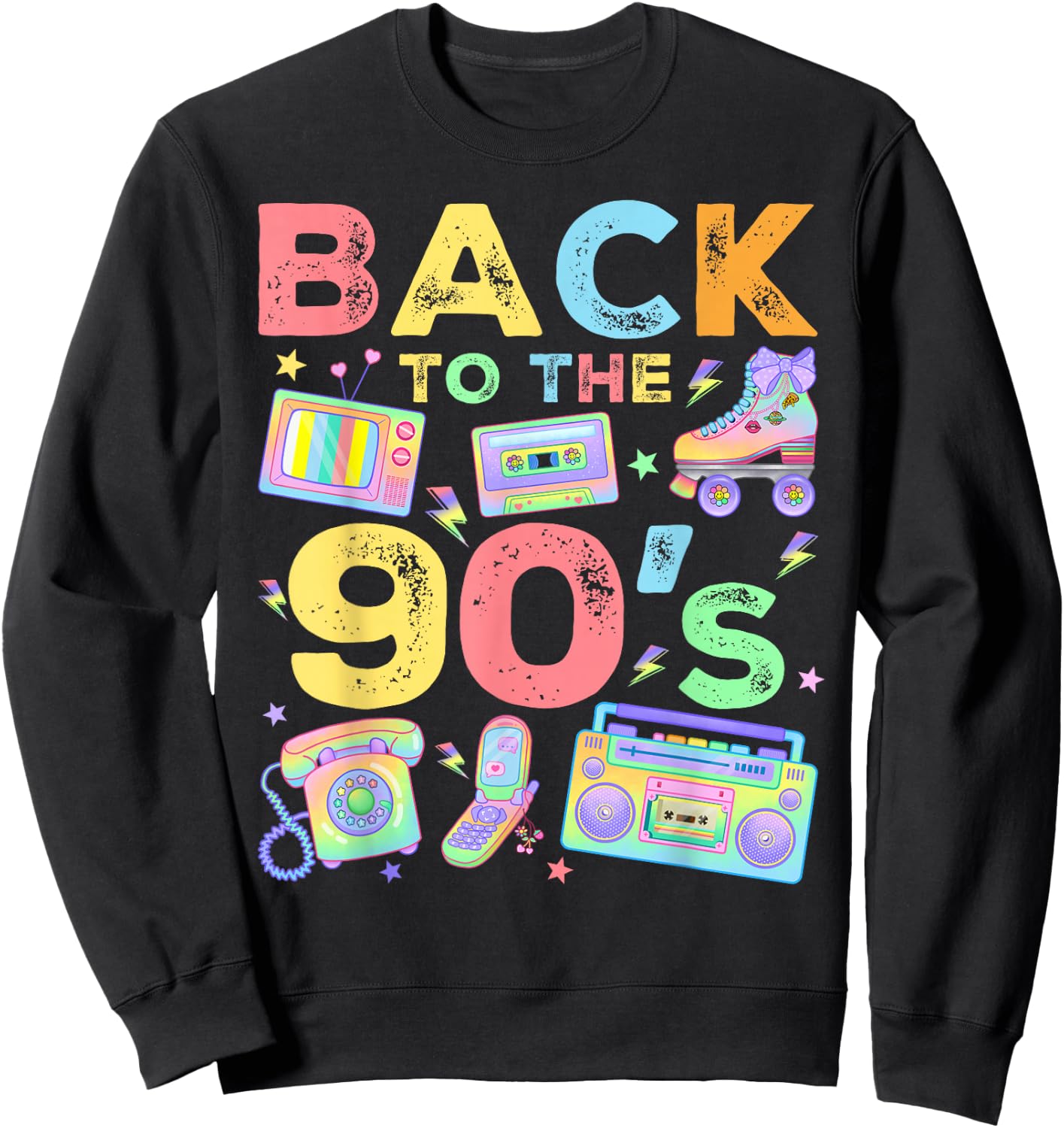 Back To 90's 1990s Vintage Style Nineties Retro Party Sweatshirt - Sweatshirt | Black