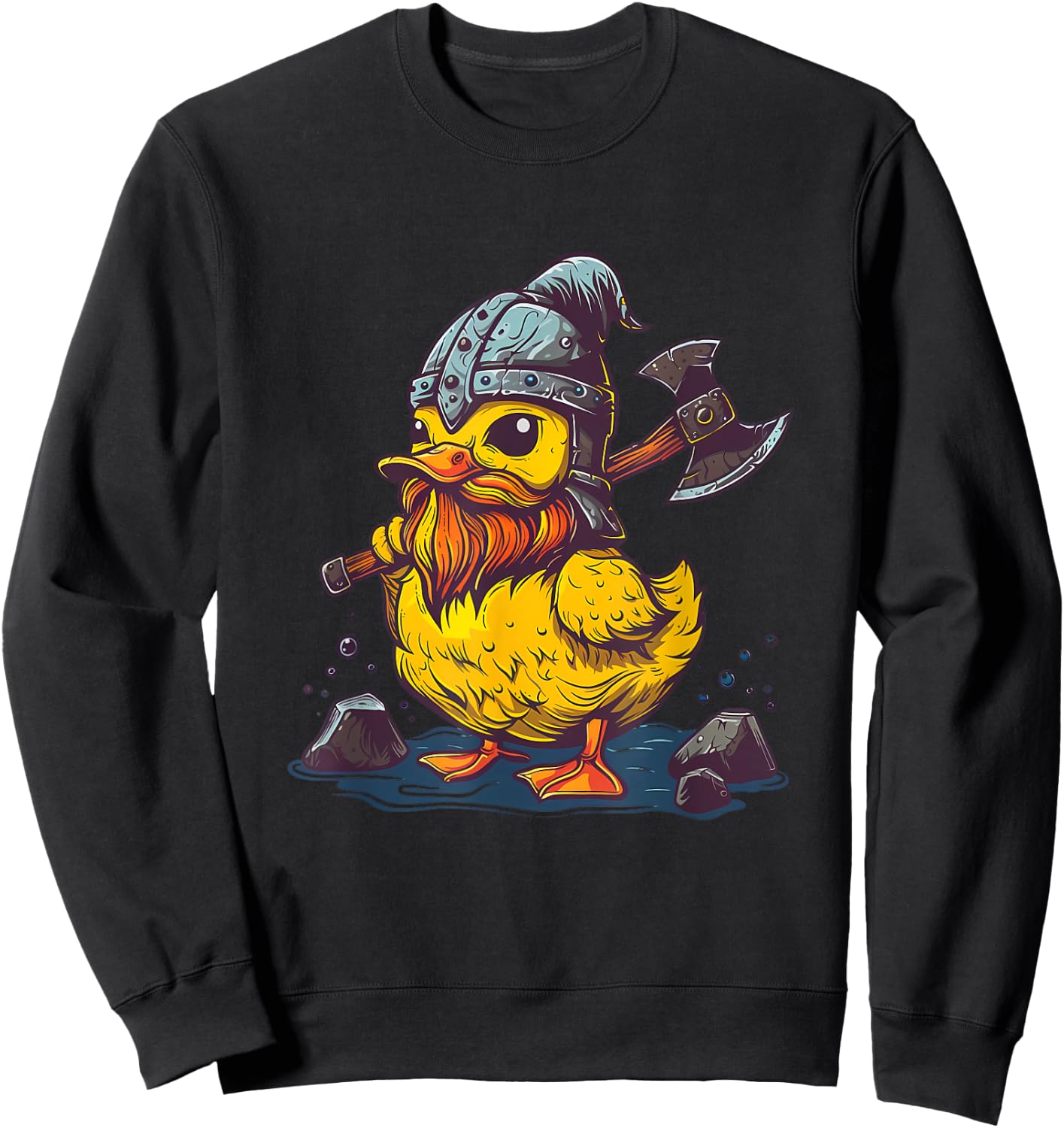 Rubber Duckie Rubber Duck Viking Duck Funny Rubber Duck Sweatshirt - Sweatshirt | Black