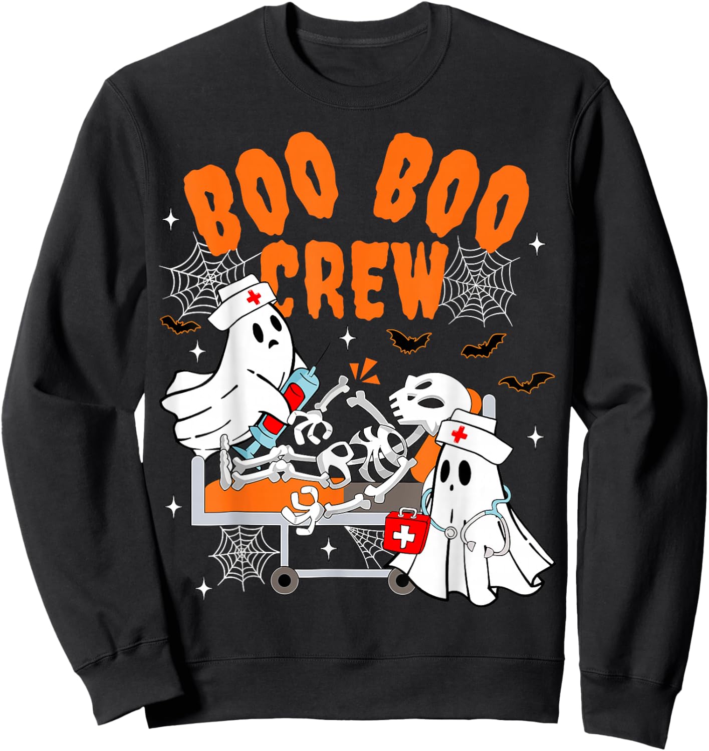 Boo Boo Crew Halloween Ghost Nurse Pediatric Nurse OR Nurse Sweatshirt - Sweatshirt | Black