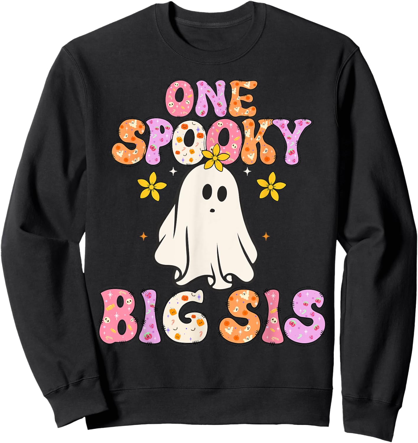 Big Sister Halloween One Spooky Big sister Announcement Sweatshirt - Sweatshirt | Black