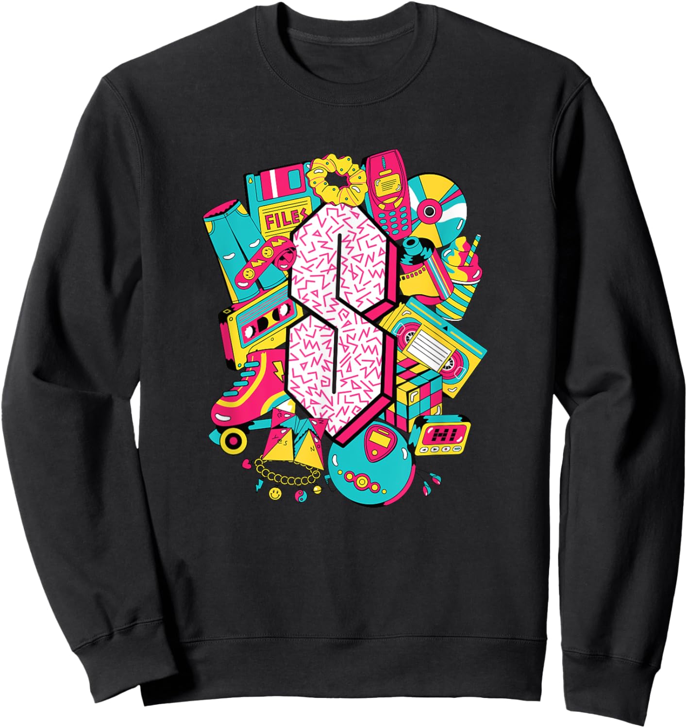 Vintage 1990 Pop Culture 90's Nostalgia Sweatshirt - Sweatshirt | Black