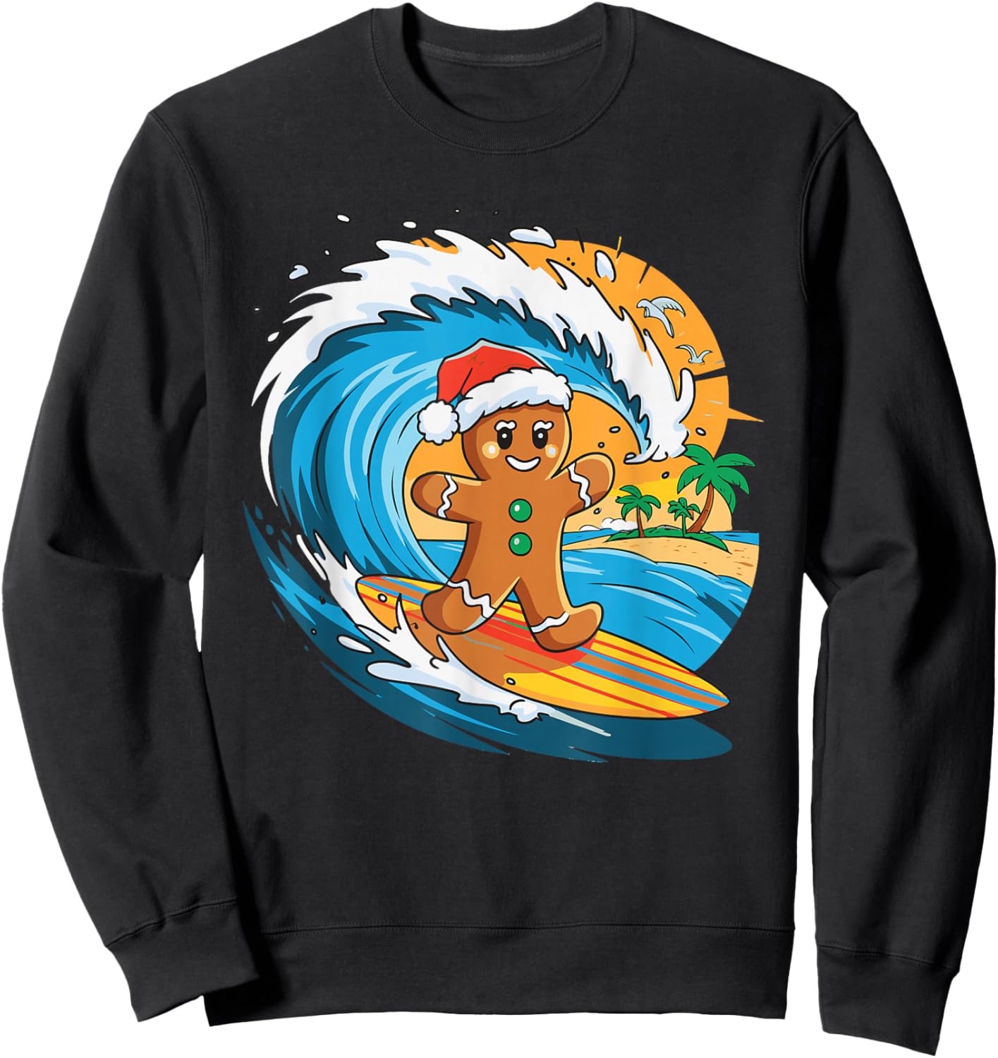 Gingerbread Surfing Sweatshirt - Sweatshirt | Black