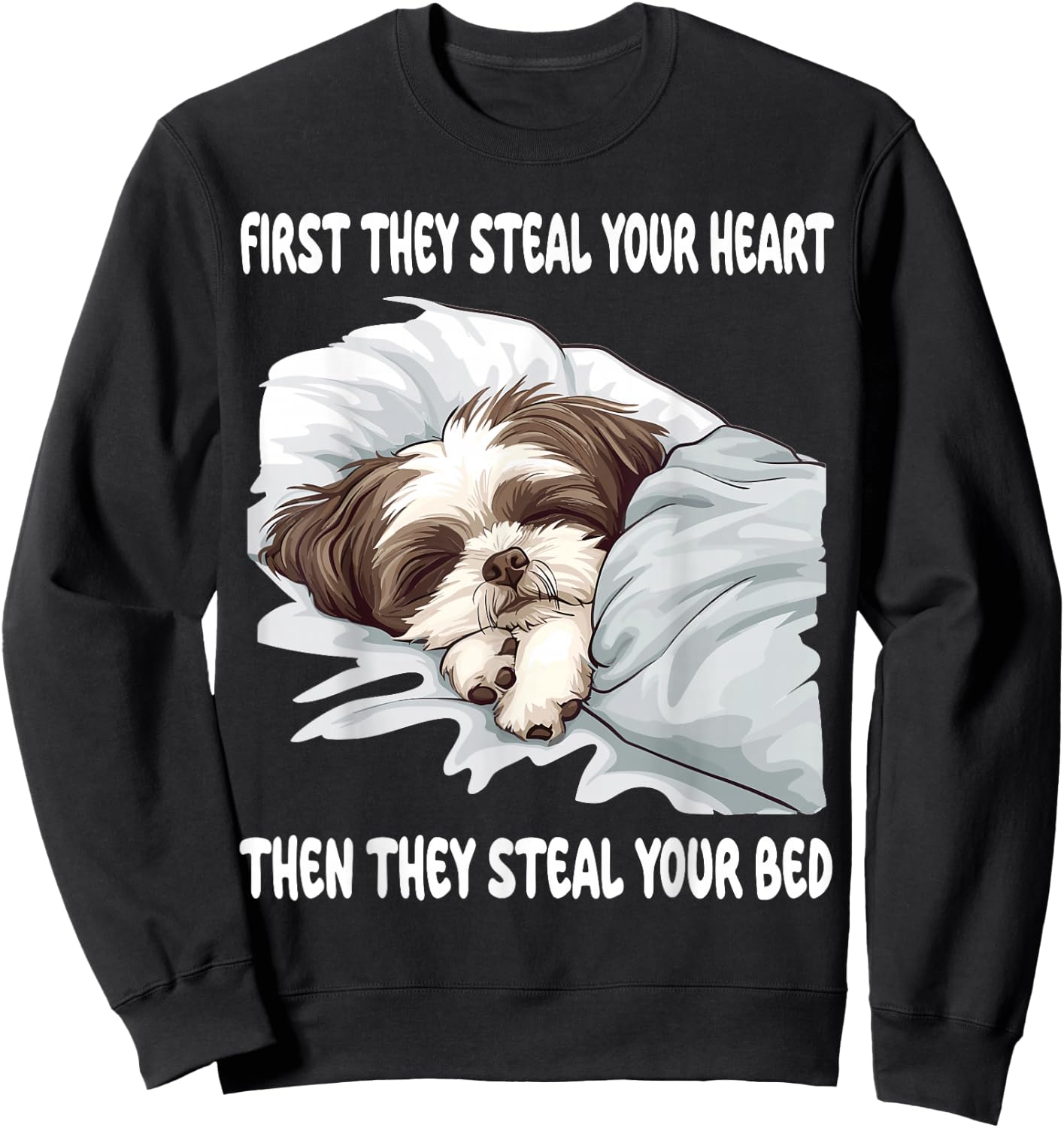 Shih Tzu Sleeping Pajamas Nightgown Sweatshirt - Sweatshirt | Black