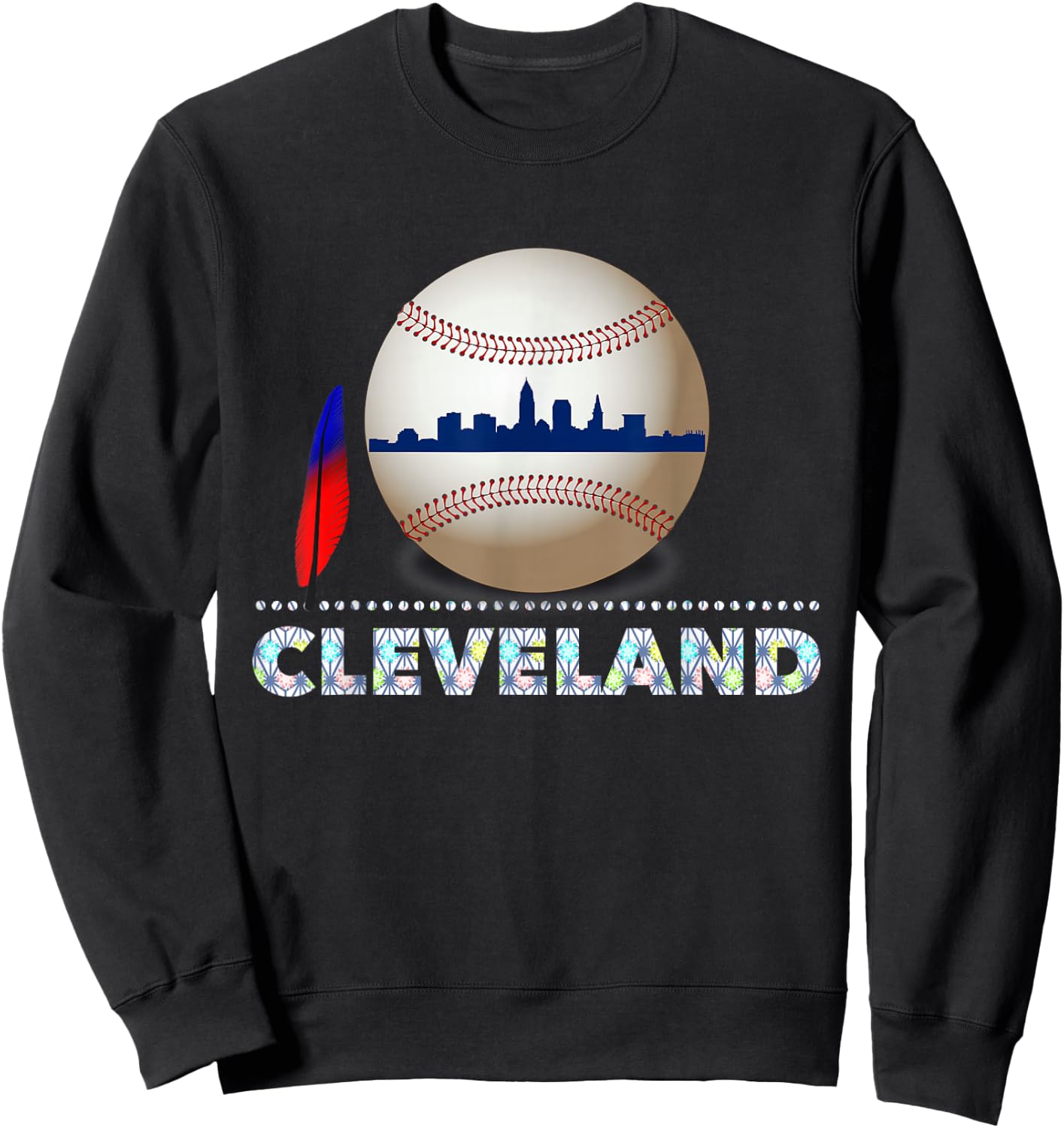 Cleveland Hometown Indian Tribe Ball with Skyline Sweatshirt - Sweatshirt | Black