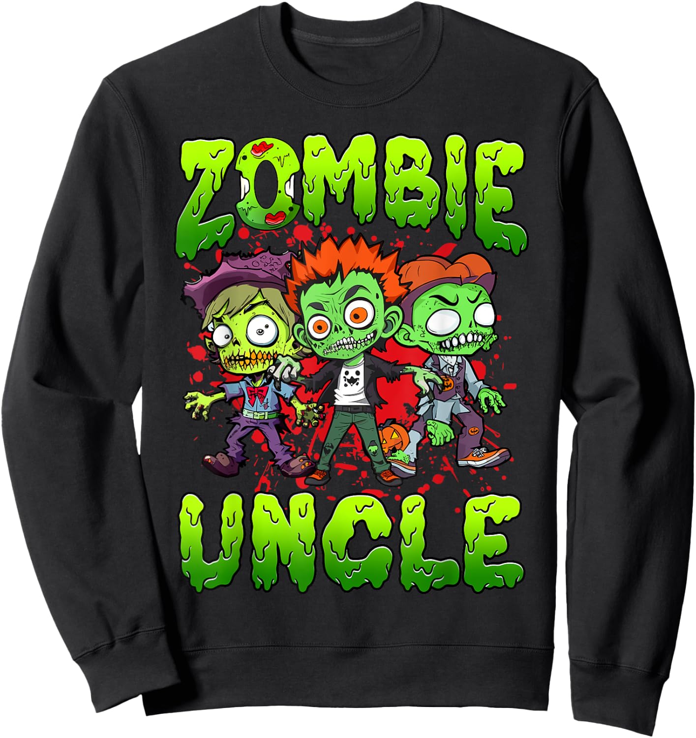 Zombie Uncle Halloween Costume Family Matching Sweatshirt - Sweatshirt | Black