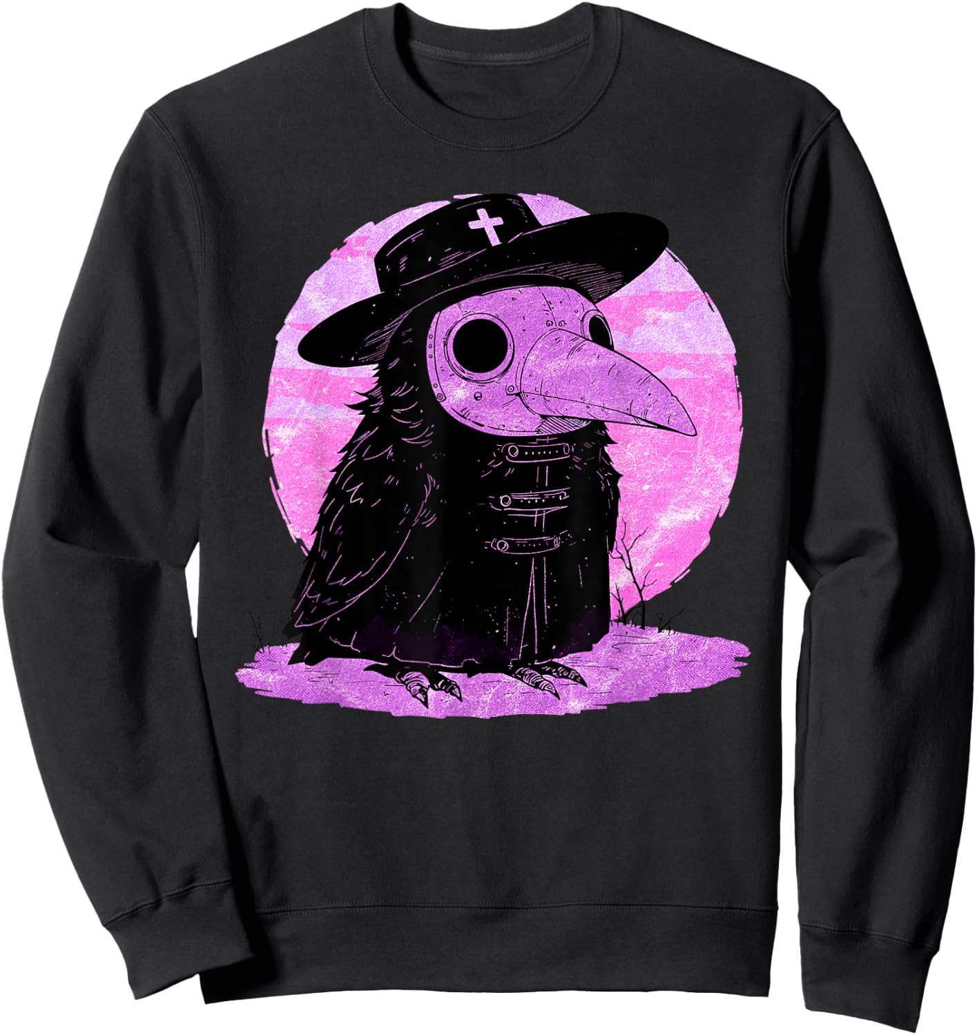Kawaii Pastel Goth Steam Punk Mask Plague Doctor Crow Goth Sweatshirt - Sweatshirt | Black