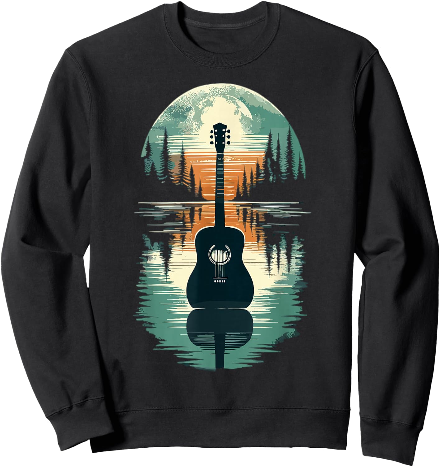 Guitar Lake Shadow Guitar Musician Sweatshirt - Sweatshirt | Black