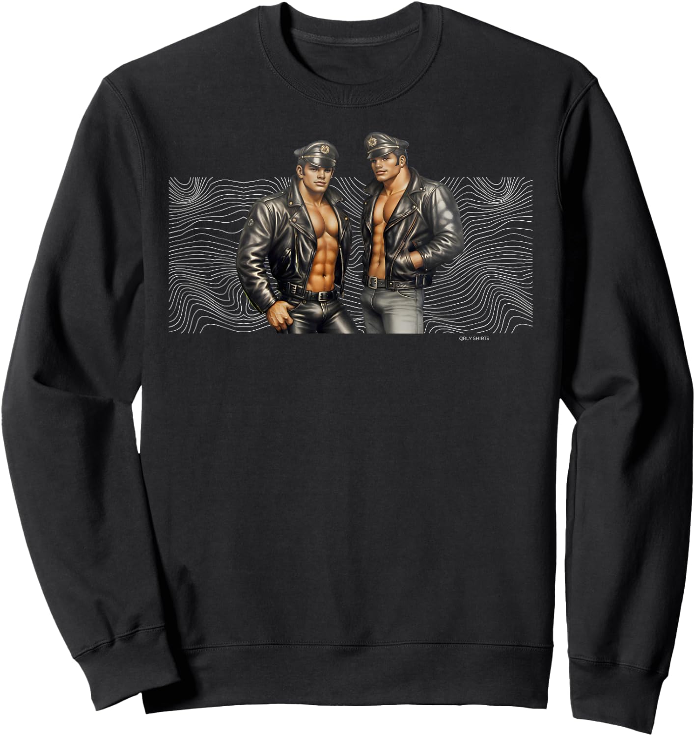 Retro Gay Leather Biker Gay Pride Daddy Bear Mustache Sweatshirt - Sweatshirt | Black