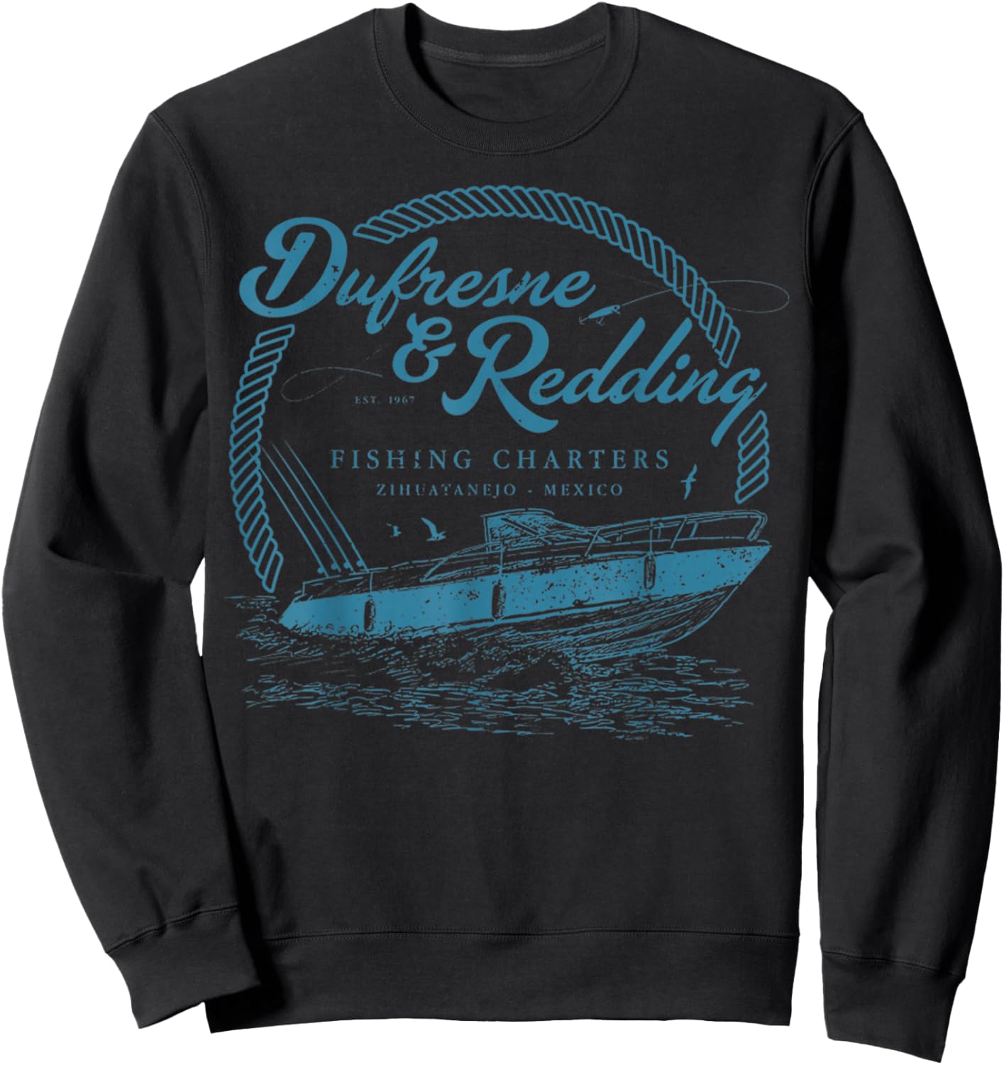Retro Vintage Dufresne and Redding Fishing Charters Lover Sweatshirt - Sweatshirt | Black